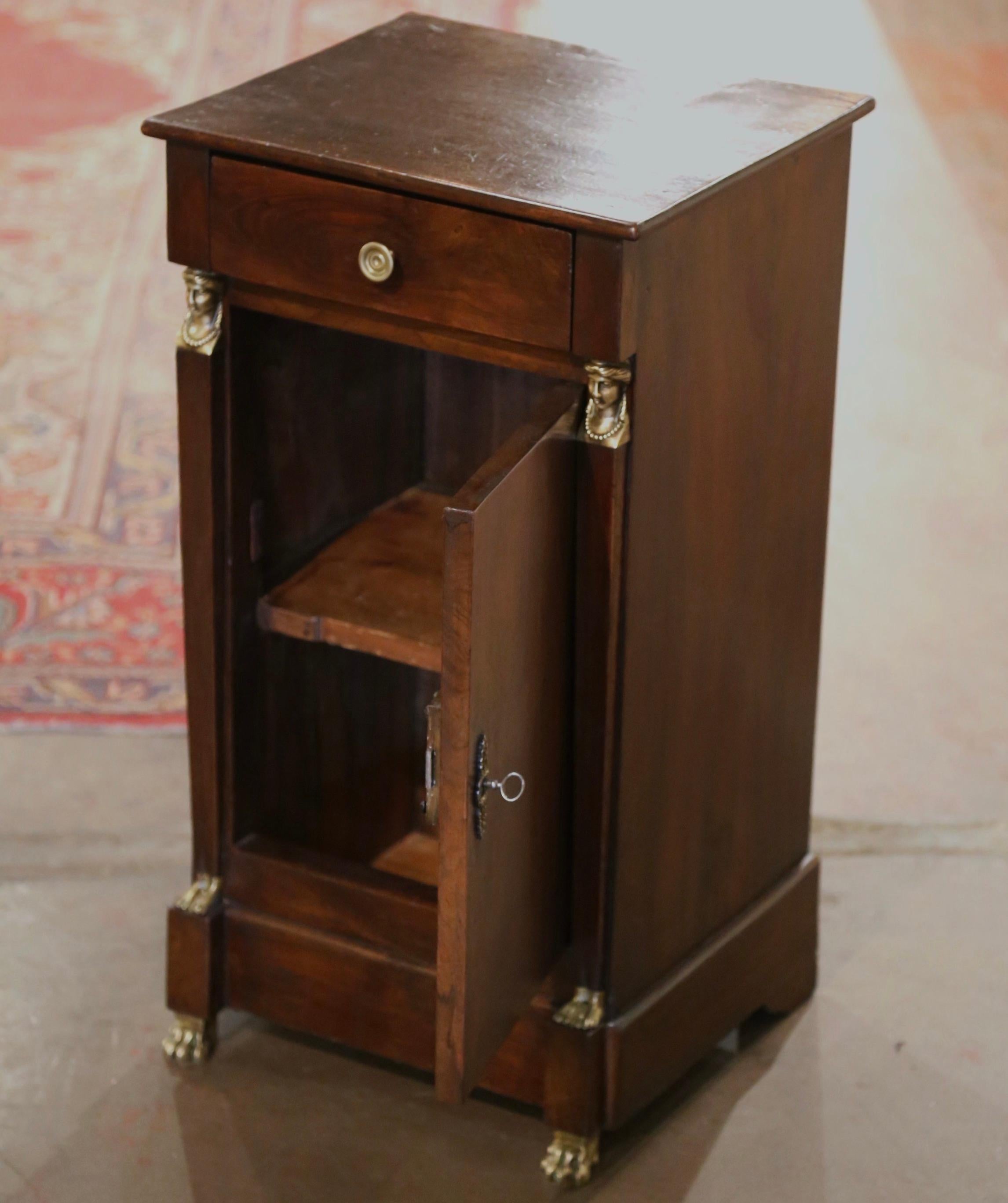 19th Century French Empire Mahogany Nightstand Bedside Table with Bronze Mounts 6