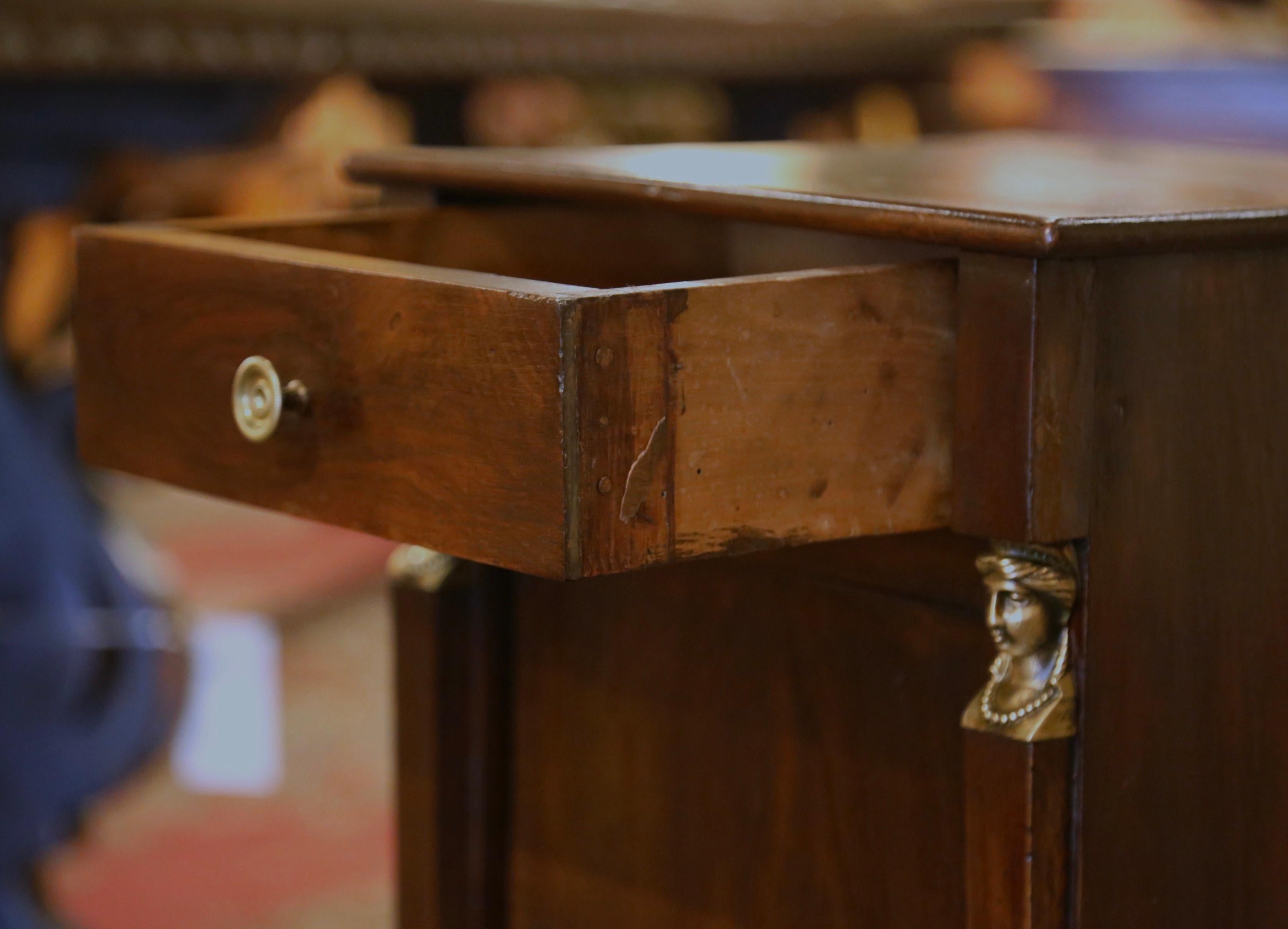 19th Century French Empire Mahogany Nightstand Bedside Table with Bronze Mounts For Sale 5