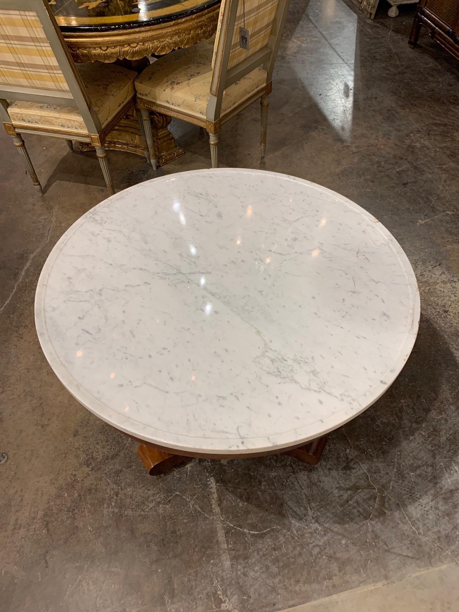 19th Century French Empire Mahogany Side Table with Marble Top In Good Condition In Dallas, TX