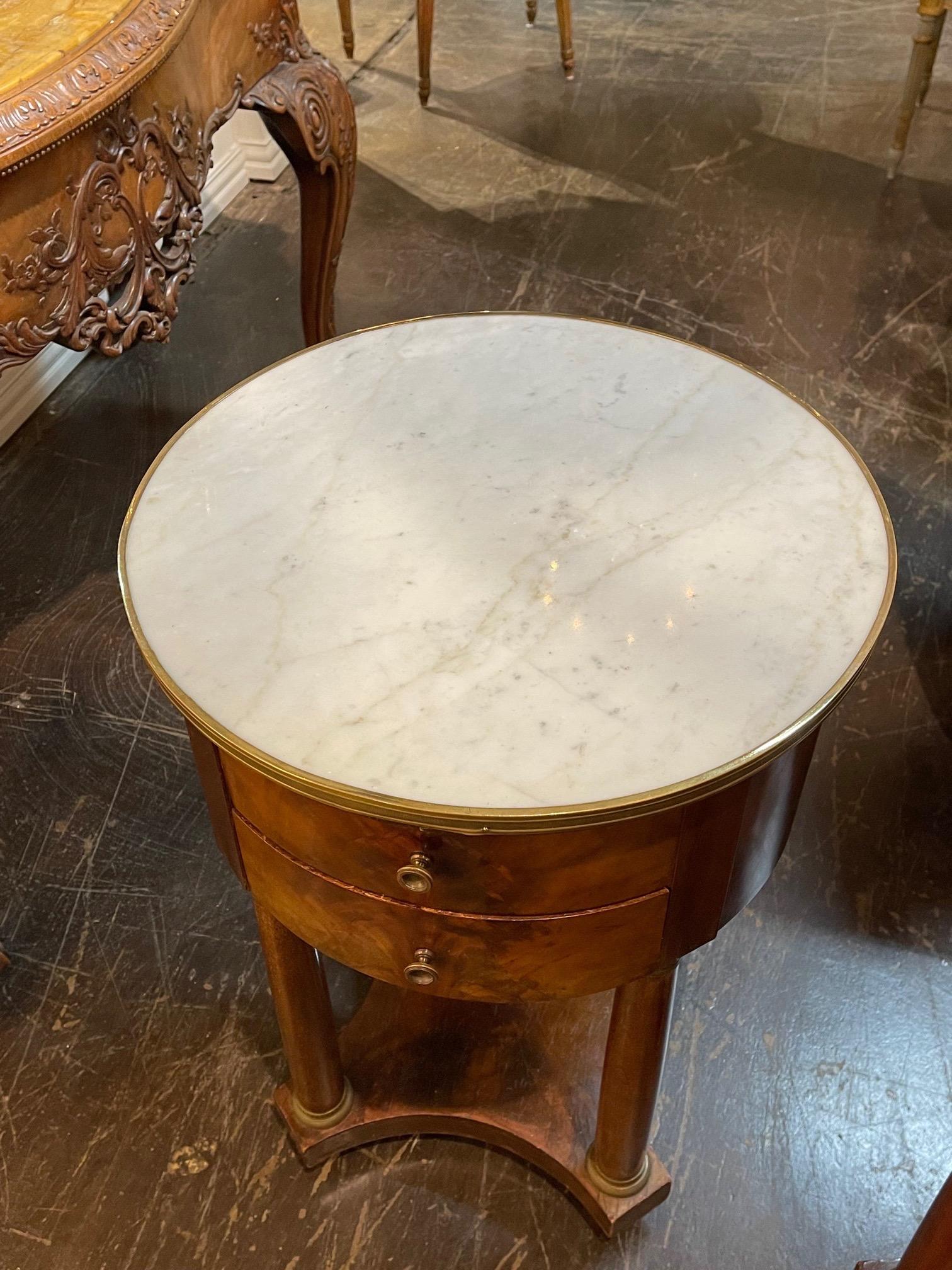 19th Century French Empire Mahogany Side Tables with Marble Tops 1