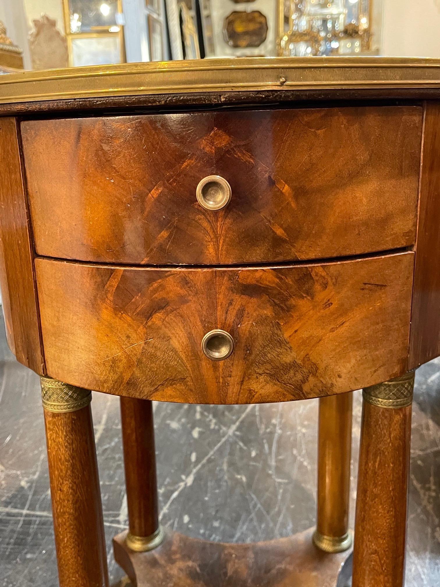 19th Century French Empire Mahogany Side Tables with Marble Tops 2