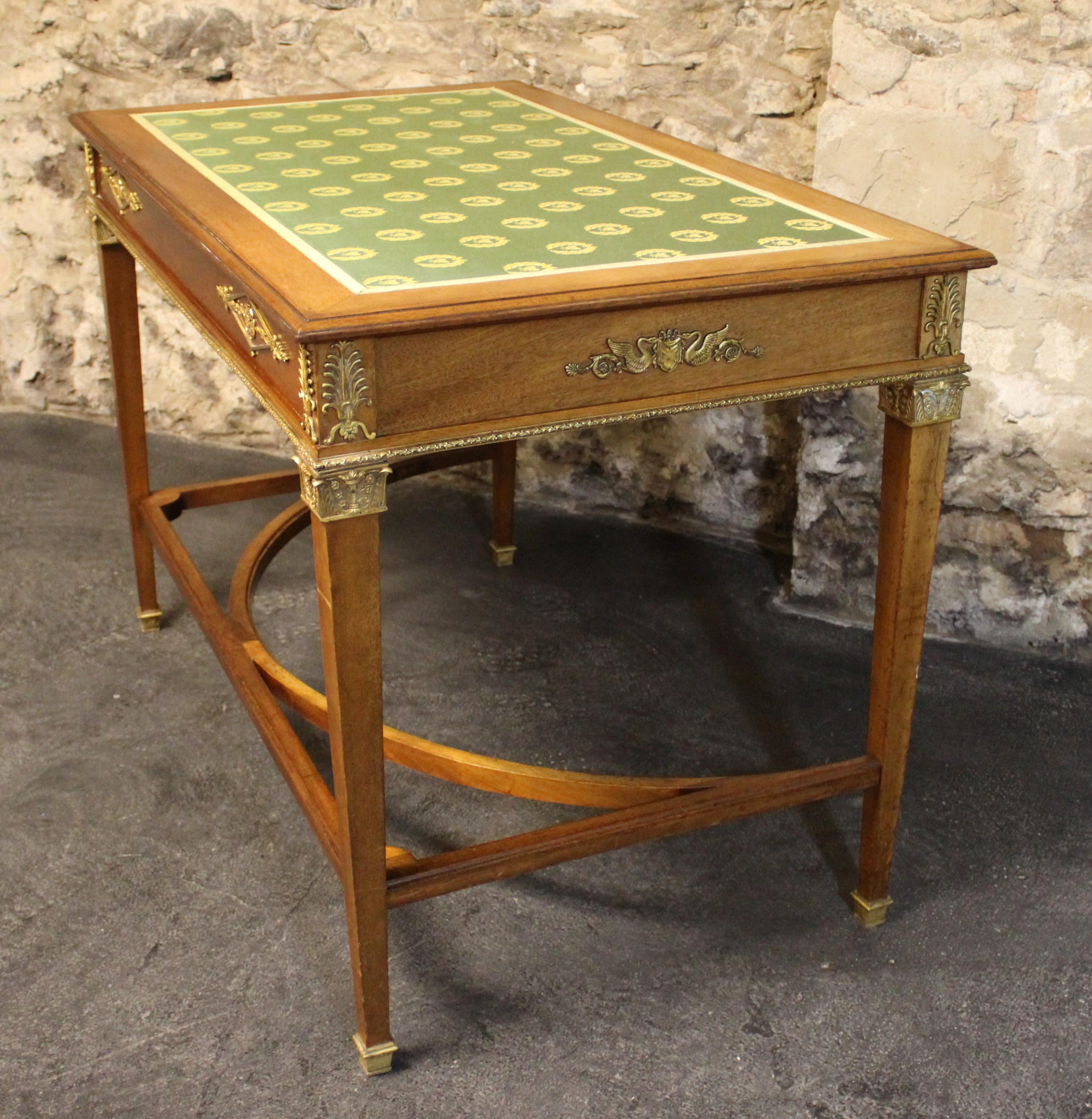 19th Century French Empire Mahogany Two-Drawer Desk 6