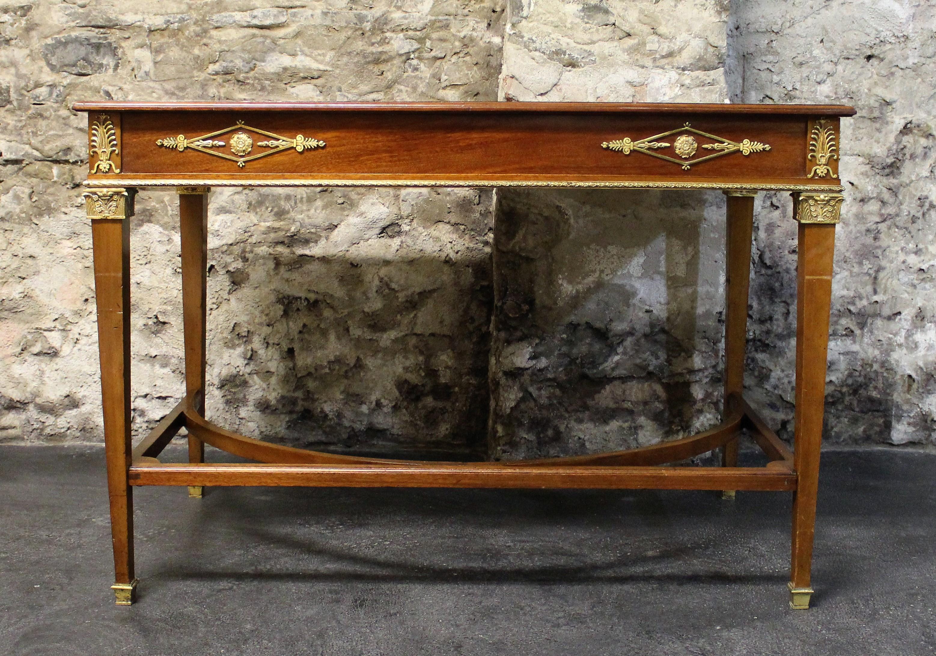 19th Century French Empire Mahogany Two-Drawer Desk In Good Condition In Hamilton, Ontario