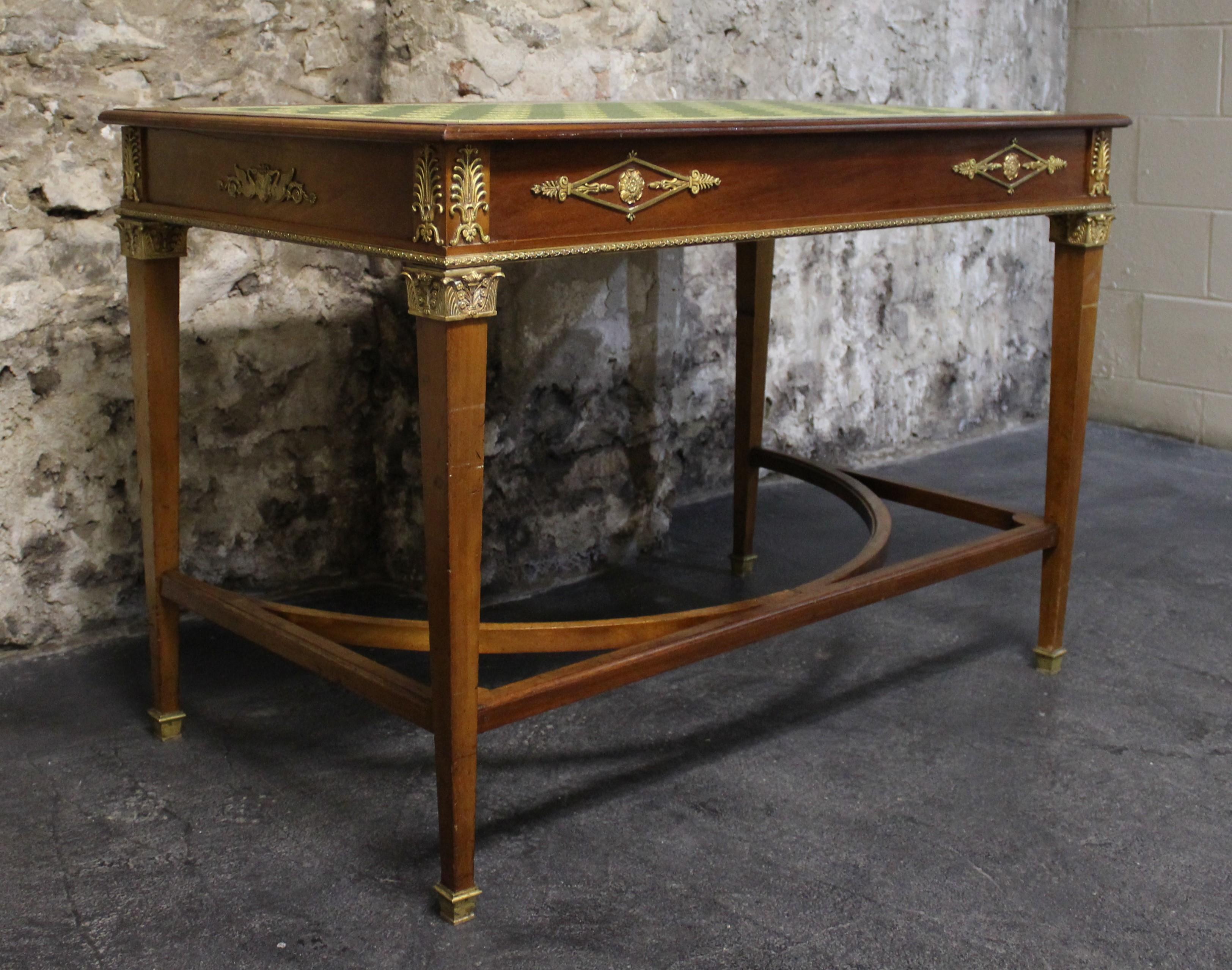 Brass 19th Century French Empire Mahogany Two-Drawer Desk