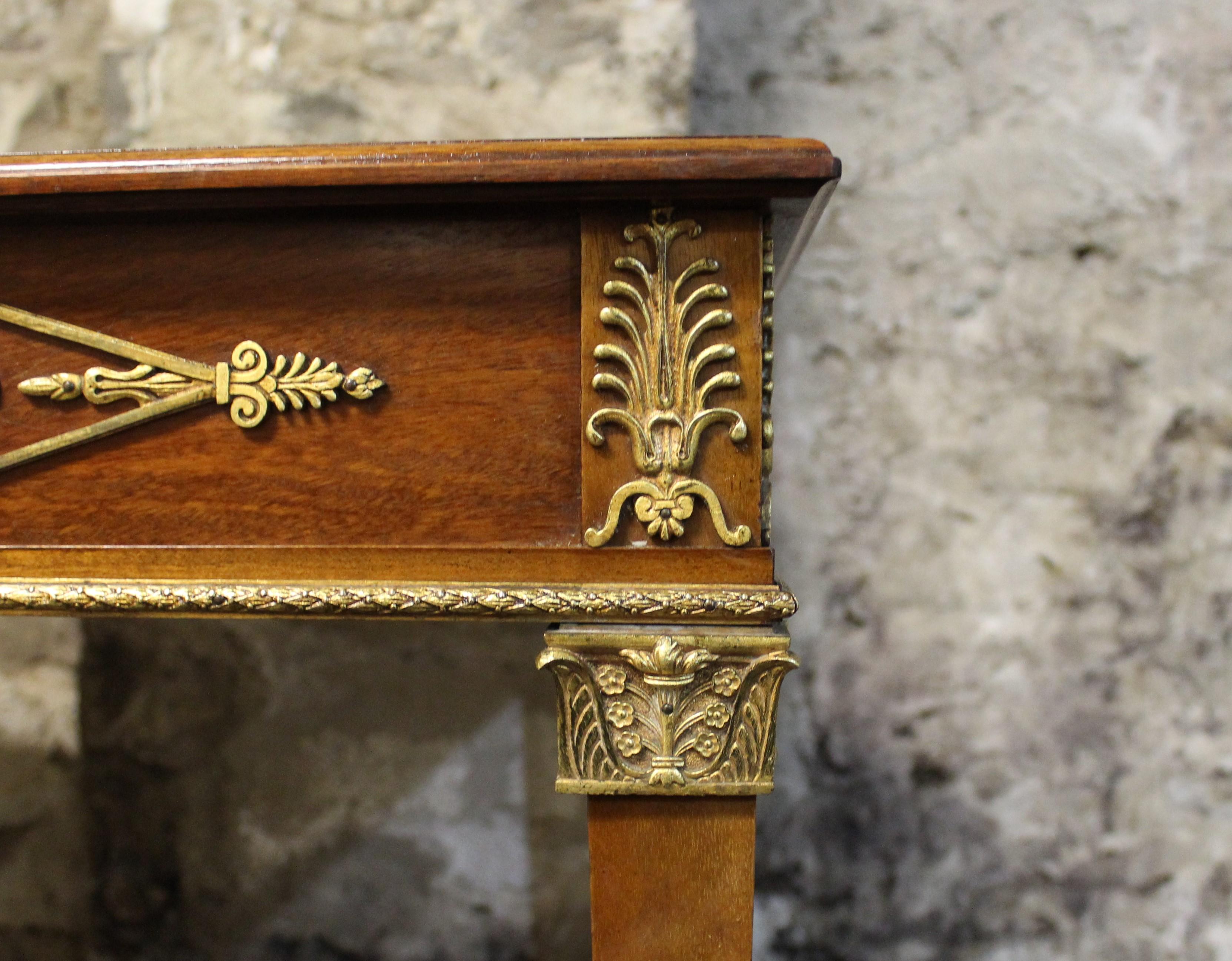 19th Century French Empire Mahogany Two-Drawer Desk 4