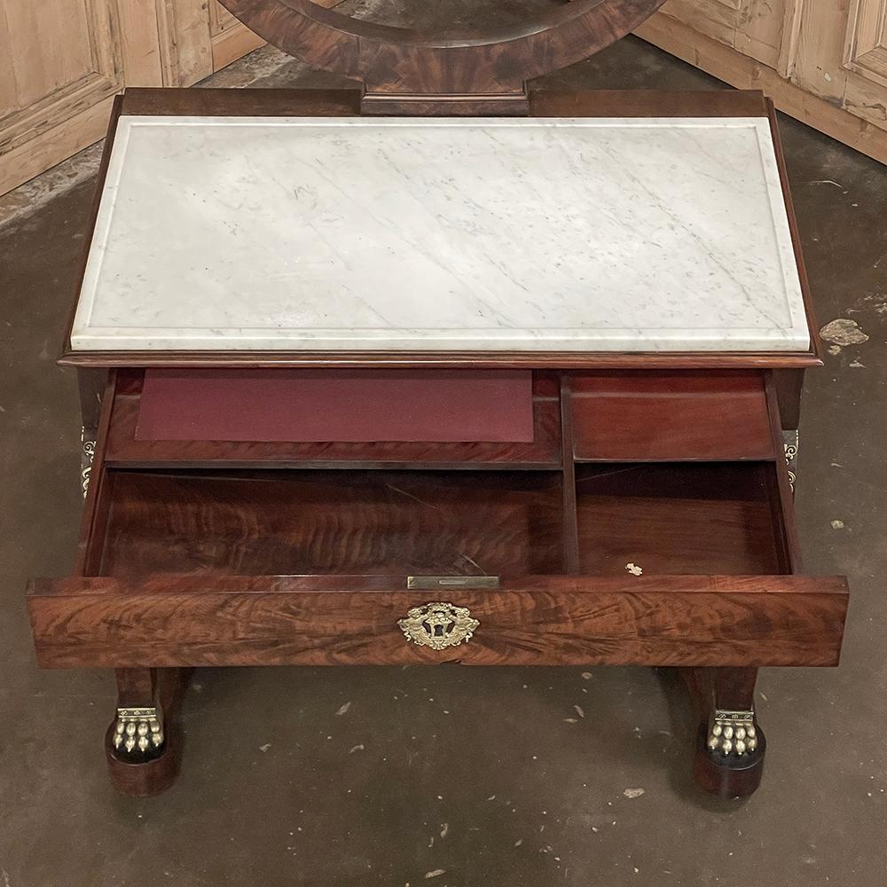 19th Century French Empire Mahogany Vanity with Carrara Marble In Good Condition For Sale In Dallas, TX