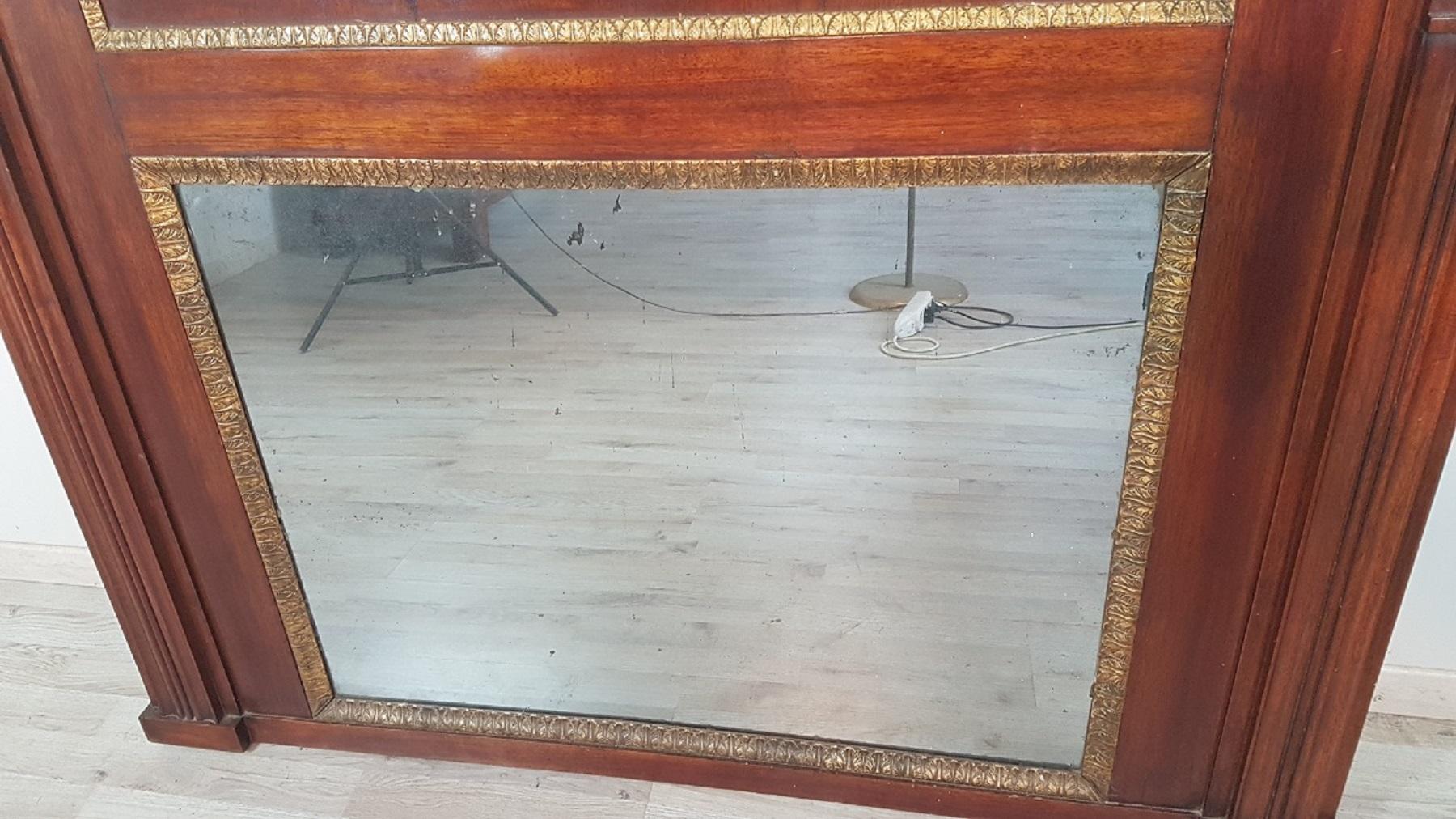 19th Century French Empire Mahogany Wall Mirror with Original Mercury Mirror 2