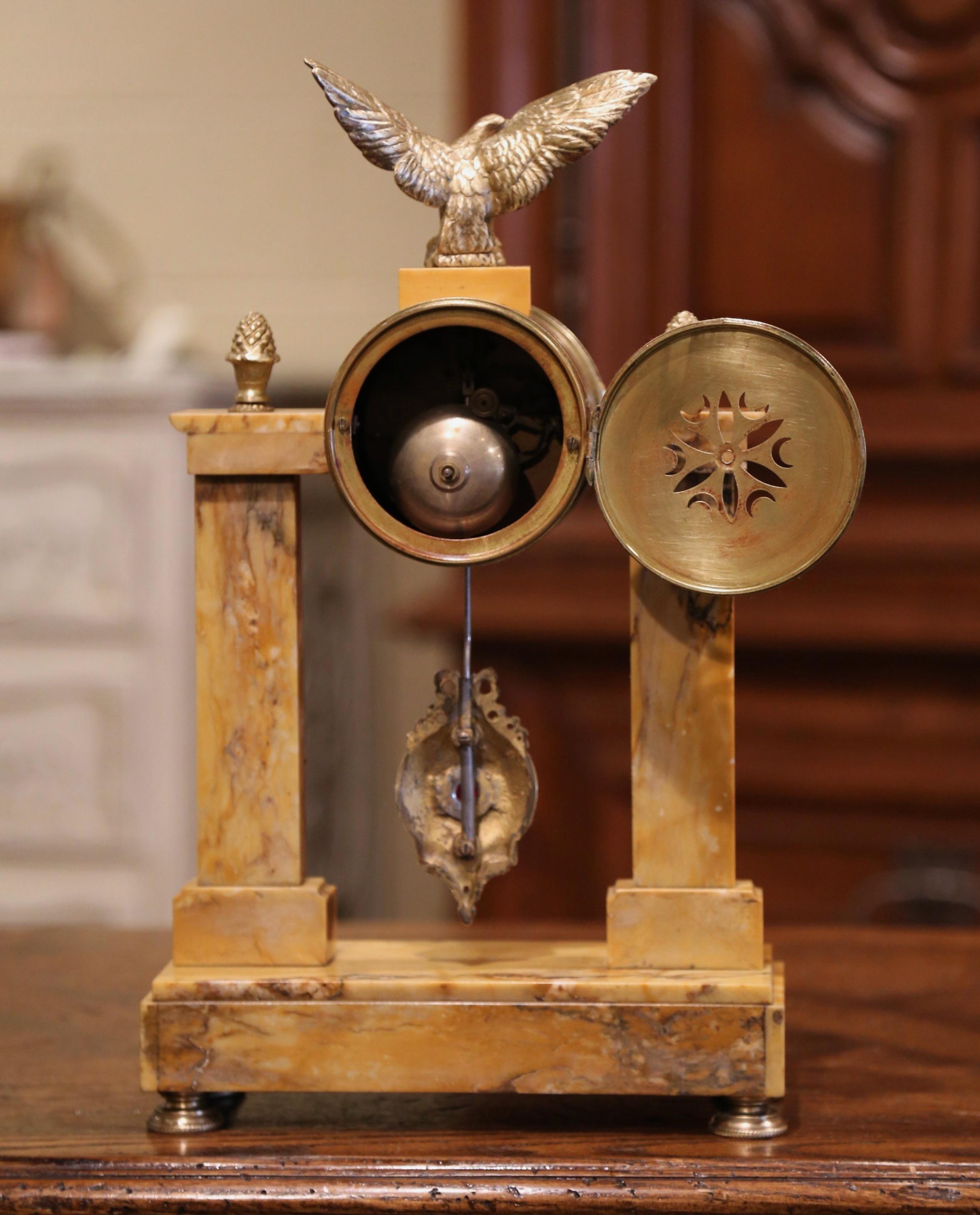 19th Century French Empire Marble and Bronze Mantel Clock from Bonnet & Pottier 8