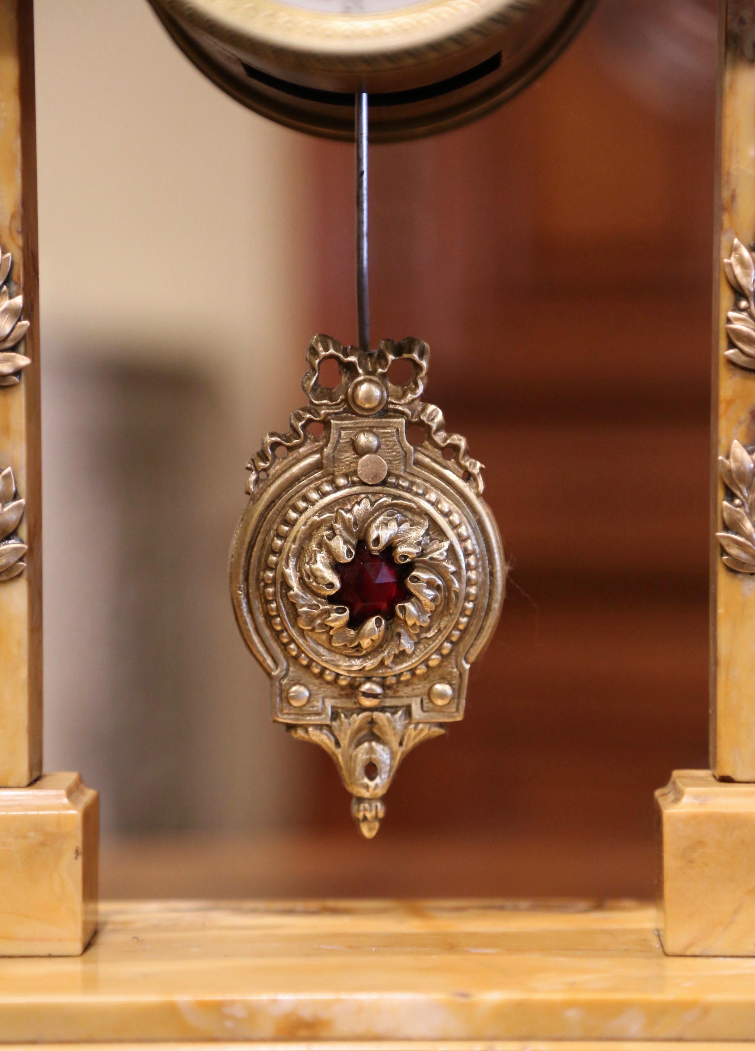 19th Century French Empire Marble and Bronze Mantel Clock from Bonnet & Pottier 2