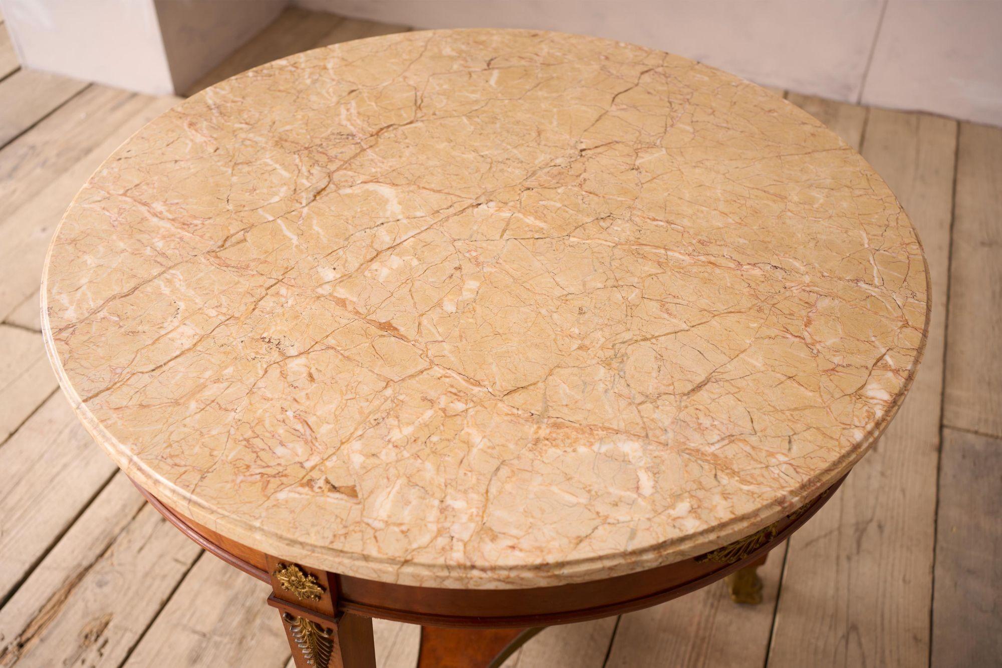 19th Century 19th century French empire Marble gueridon table