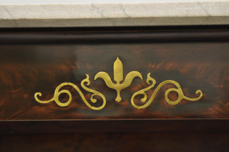 19th Century French Empire Marble-Top Bronze Ormolu Paw Feet Console Hall Table For Sale 7