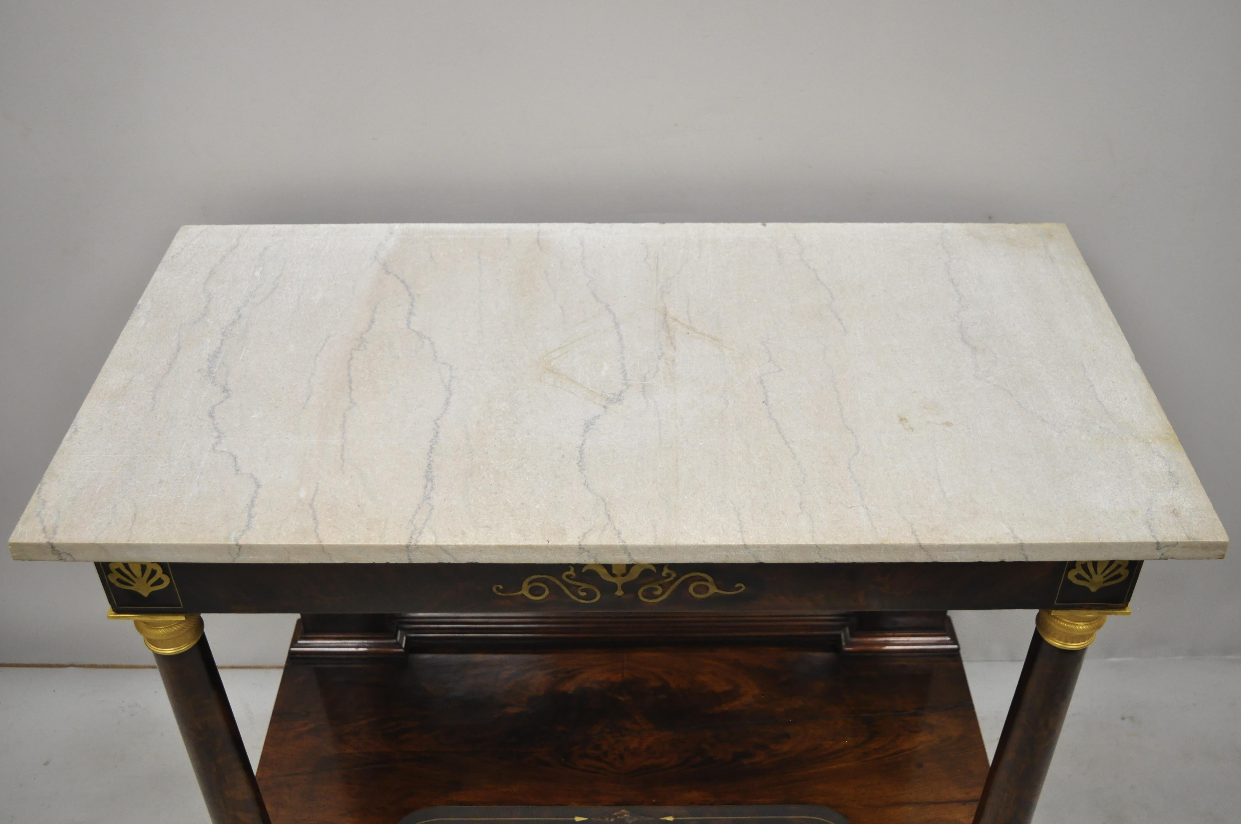 19th Century French Empire Marble-Top Bronze Ormolu Paw Feet Console Hall Table For Sale 3