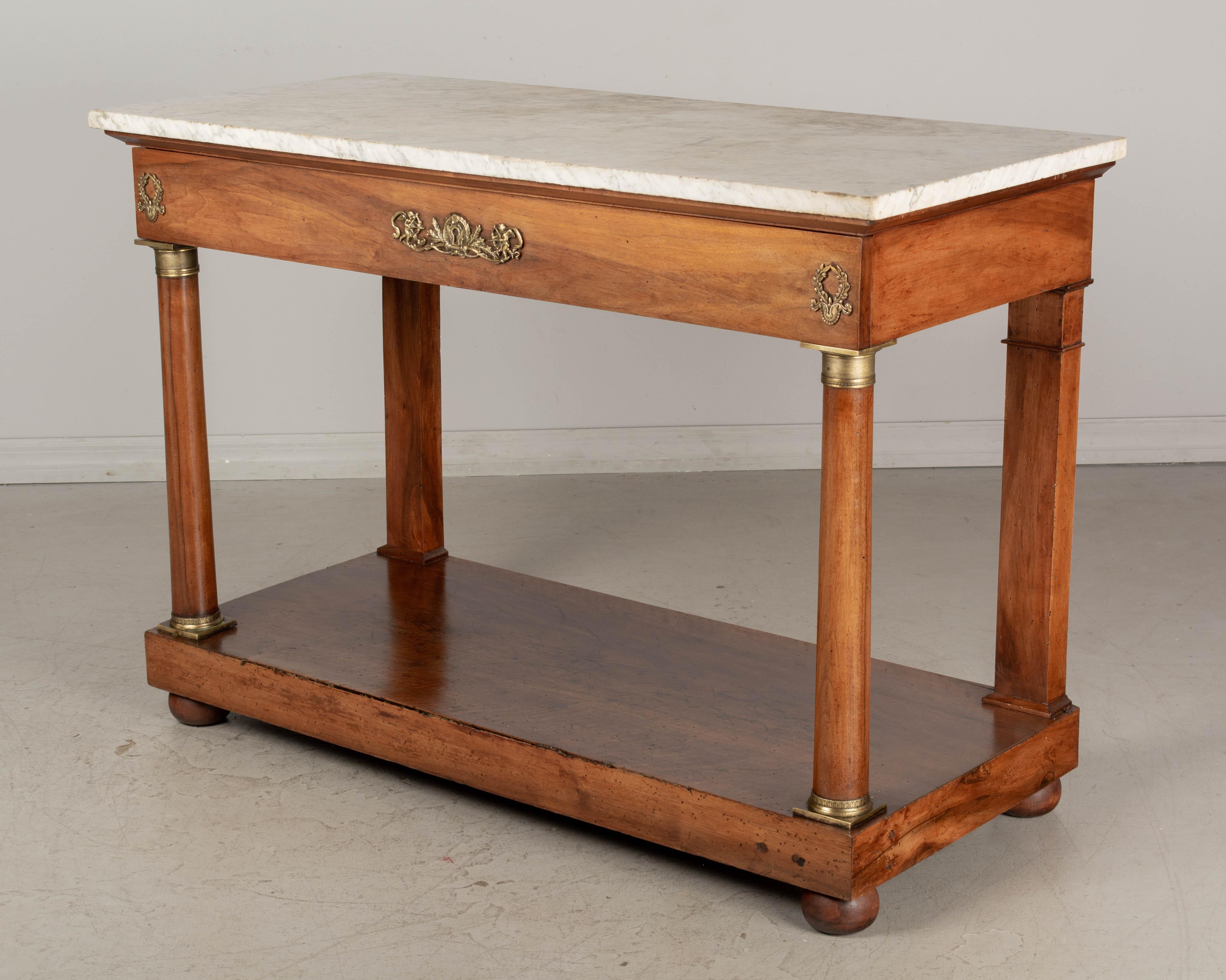 Cast 19th Century French Empire Marble-Top Console For Sale