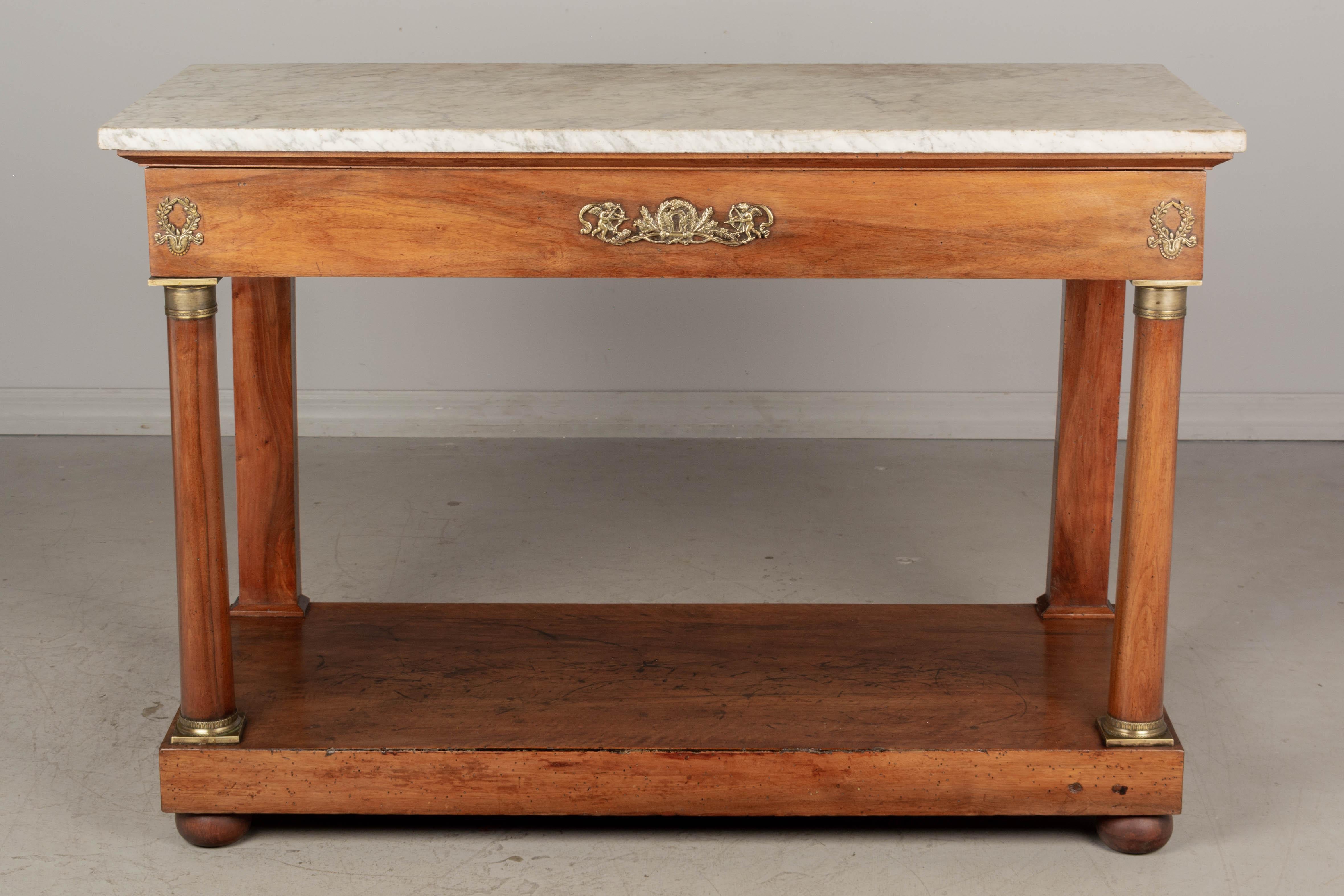 19th Century French Empire Marble-Top Console Francés en venta