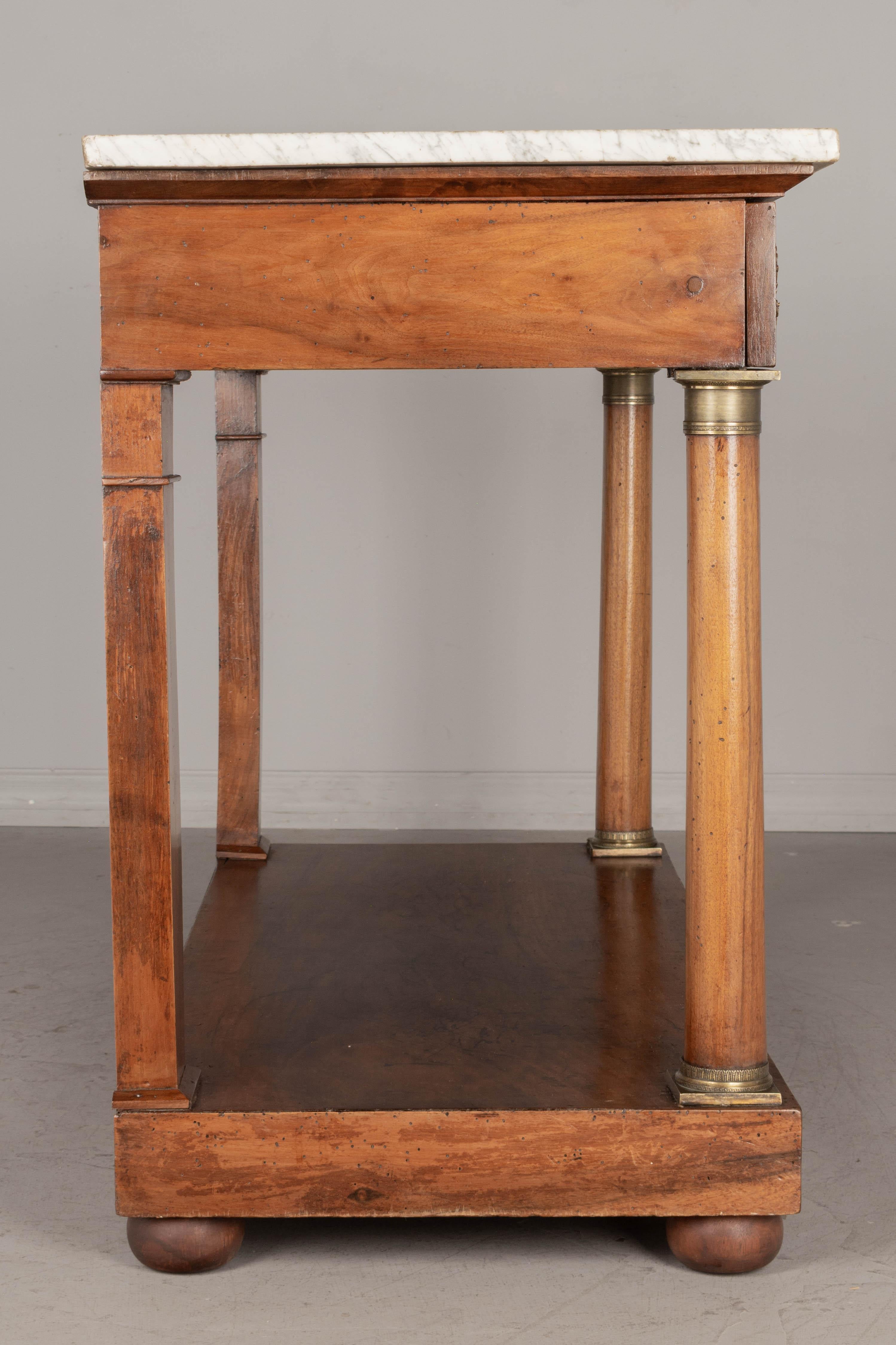 19th Century French Empire Marble-Top Console siglo XIX en venta