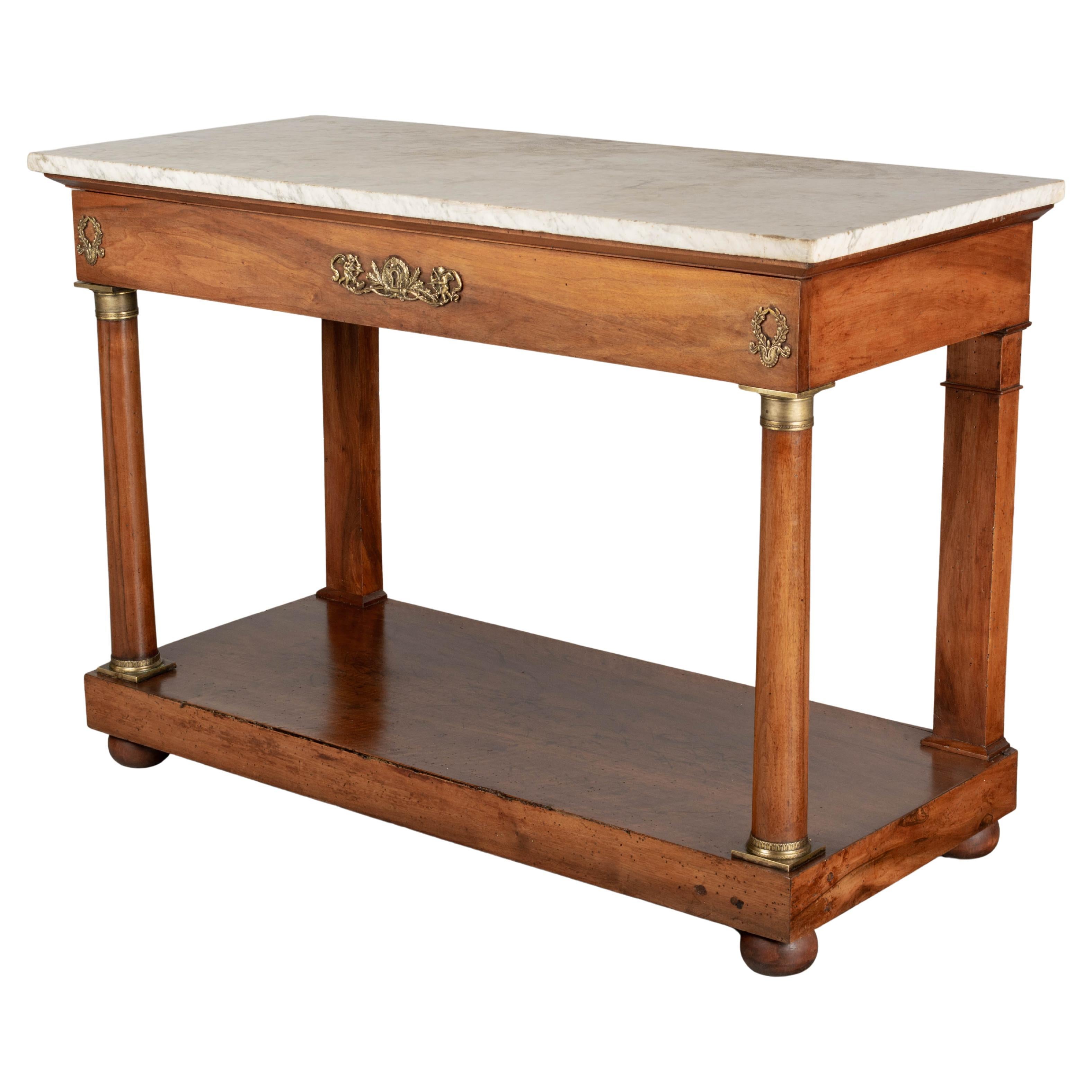 19th Century French Empire Marble-Top Console en venta