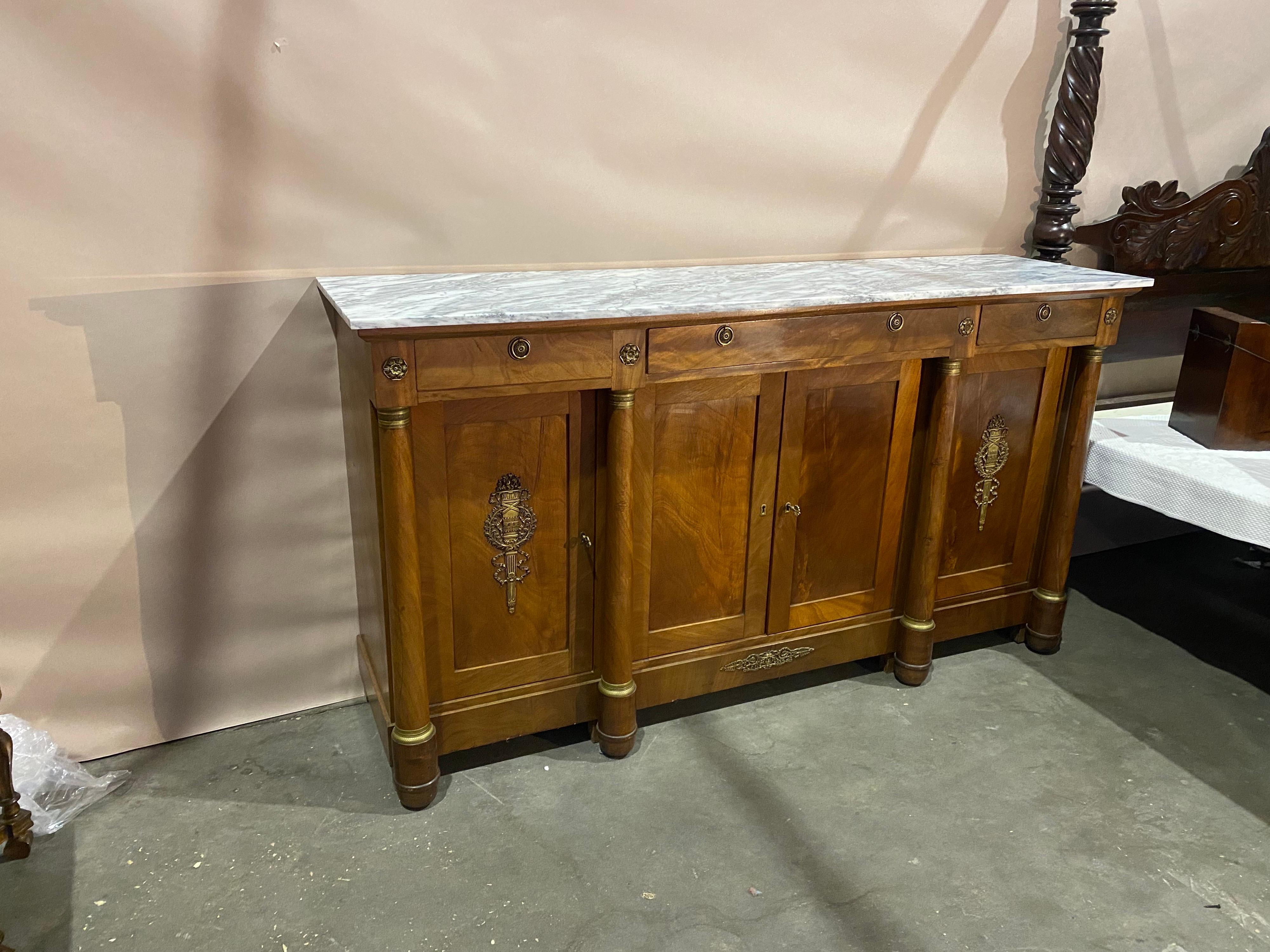 19th century French Empire Marble Top Enfilade For Sale 2