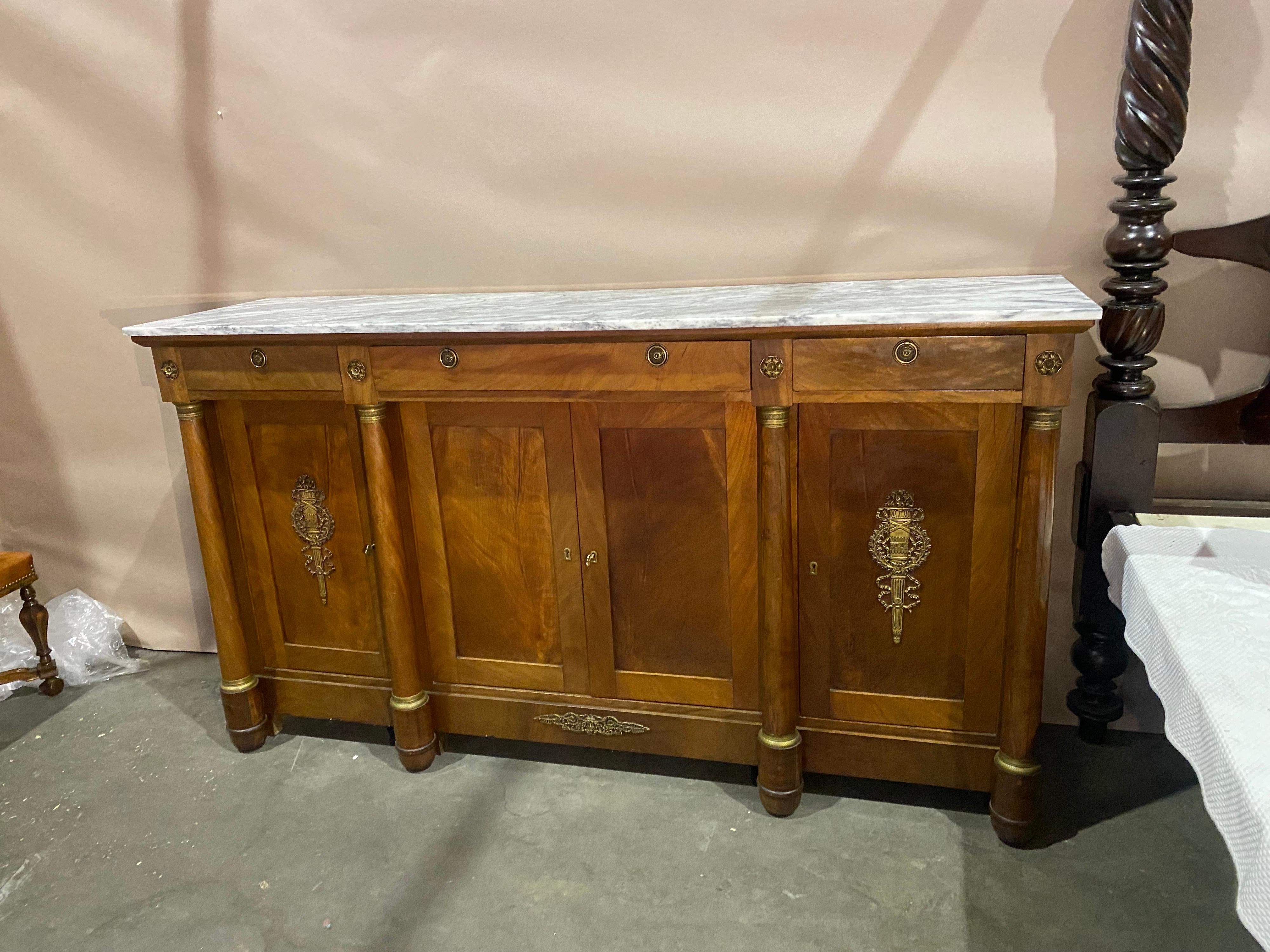19th century French Empire Marble Top Enfilade For Sale 3