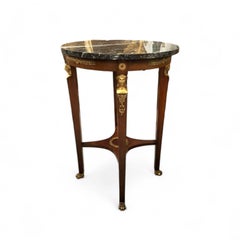 19th Century French Empire Marble Top Oval Side Table, Circa 1800