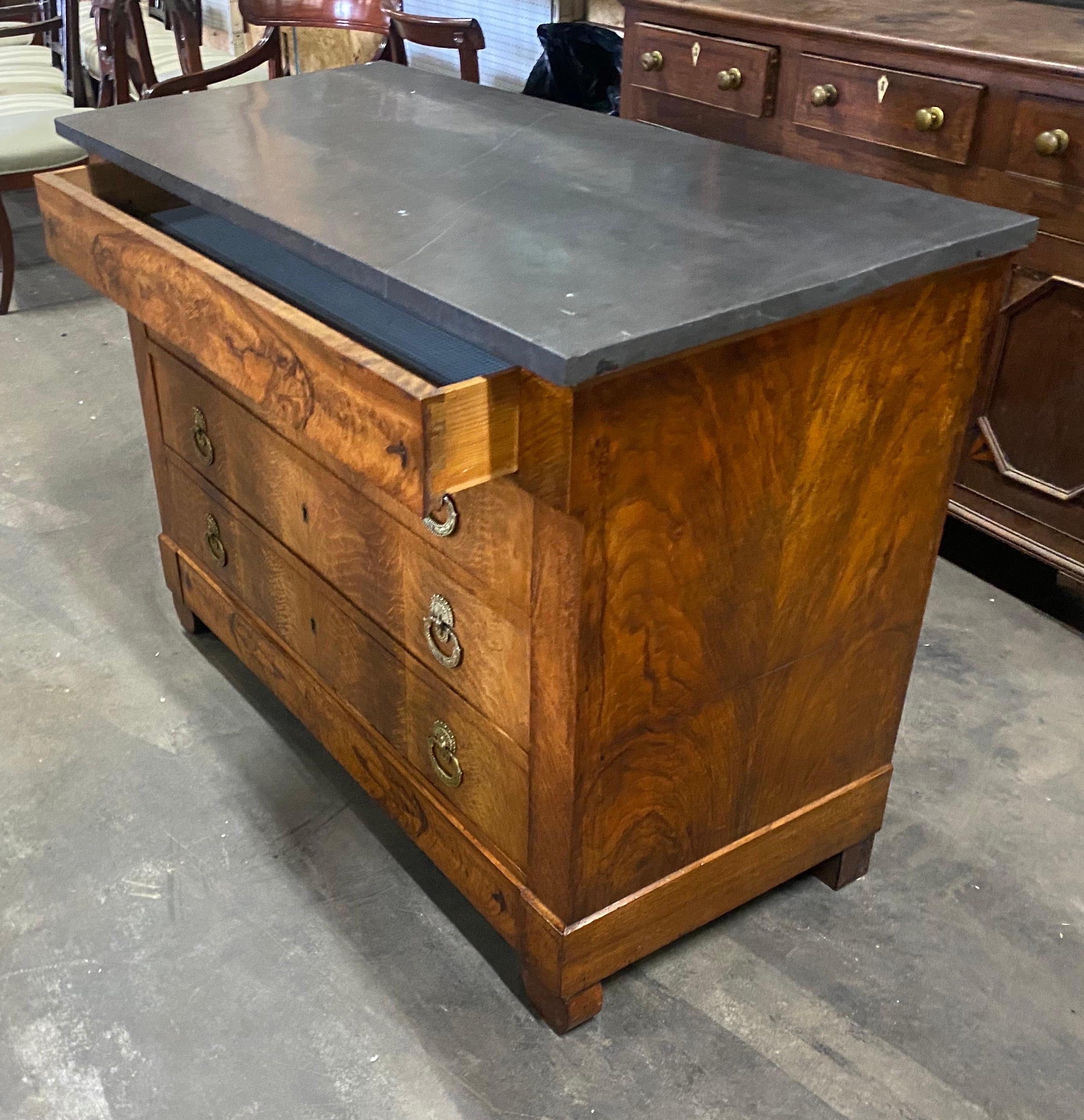 19th Century French Empire Marble Top Walnut Chest 2