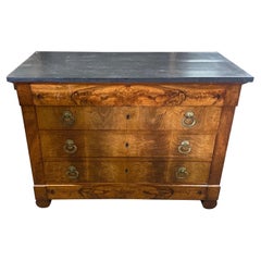 19th Century French Empire Marble Top Walnut Chest