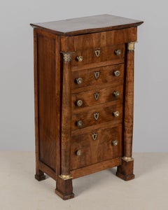 French Empire Miniature Semainier Chest, Walnut & Brass, Circa 1800