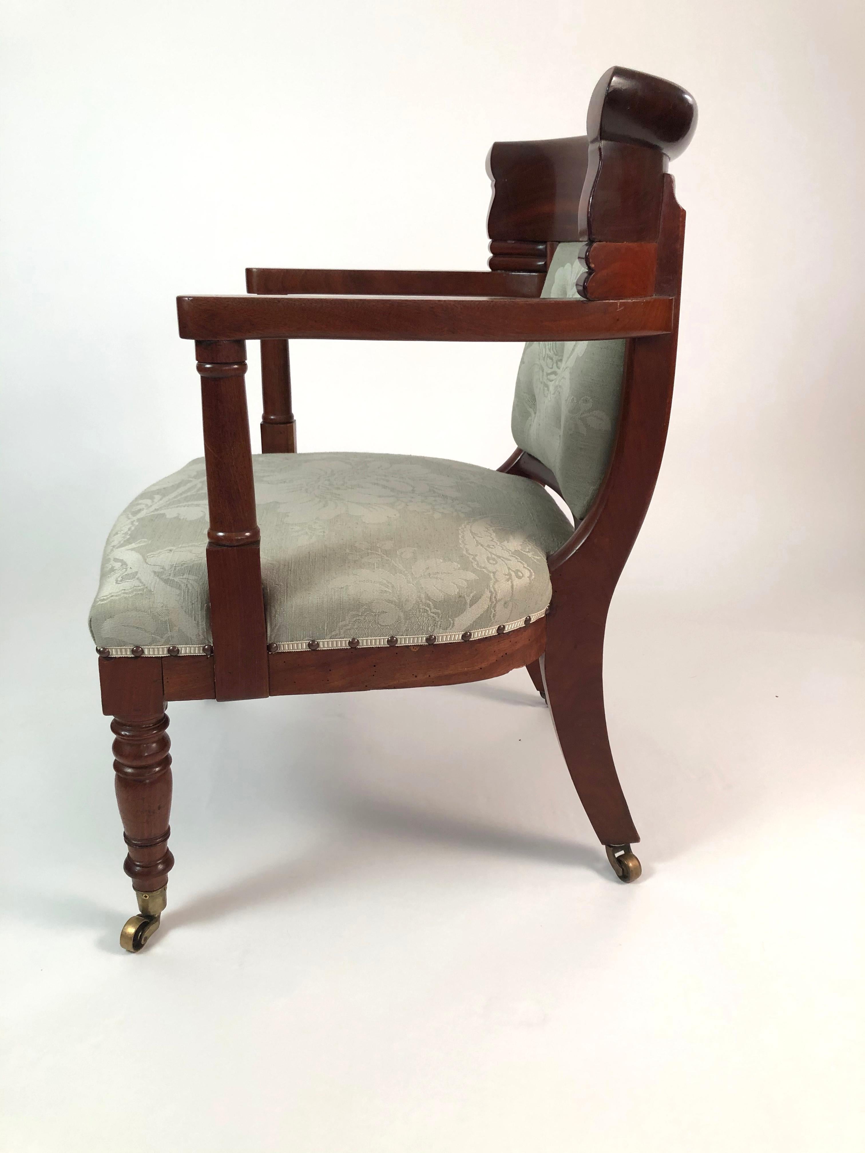 Carved 19th Century French Empire Neoclassical Armchair