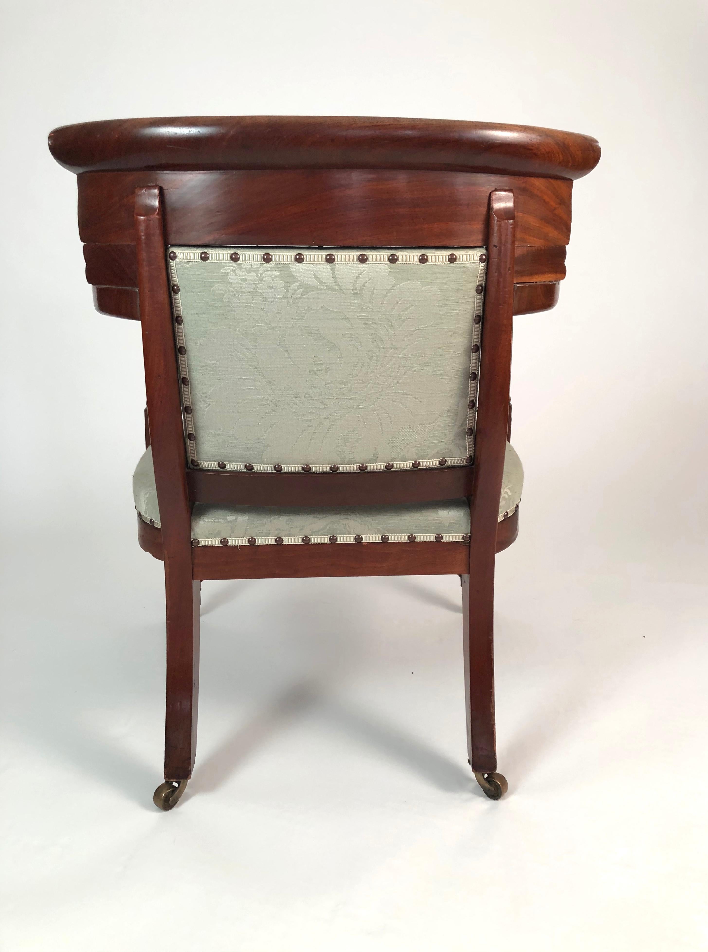 19th Century French Empire Neoclassical Armchair In Good Condition In Essex, MA