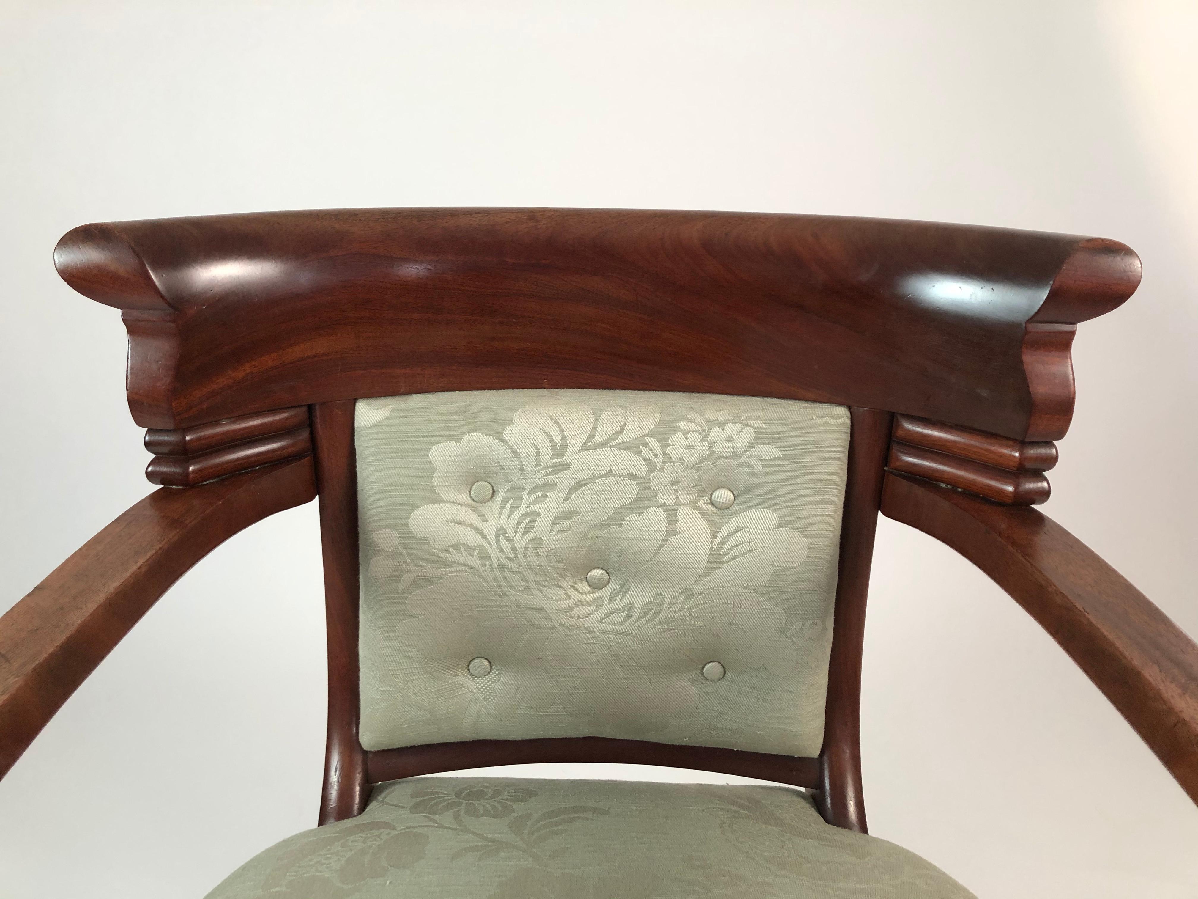 Mahogany 19th Century French Empire Neoclassical Armchair