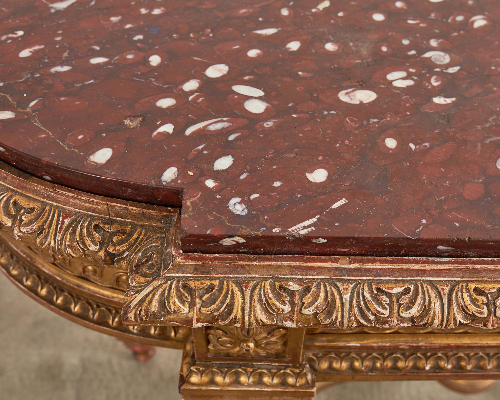 19th Century French Empire Neoclassical Marble Top Console Table For Sale 6