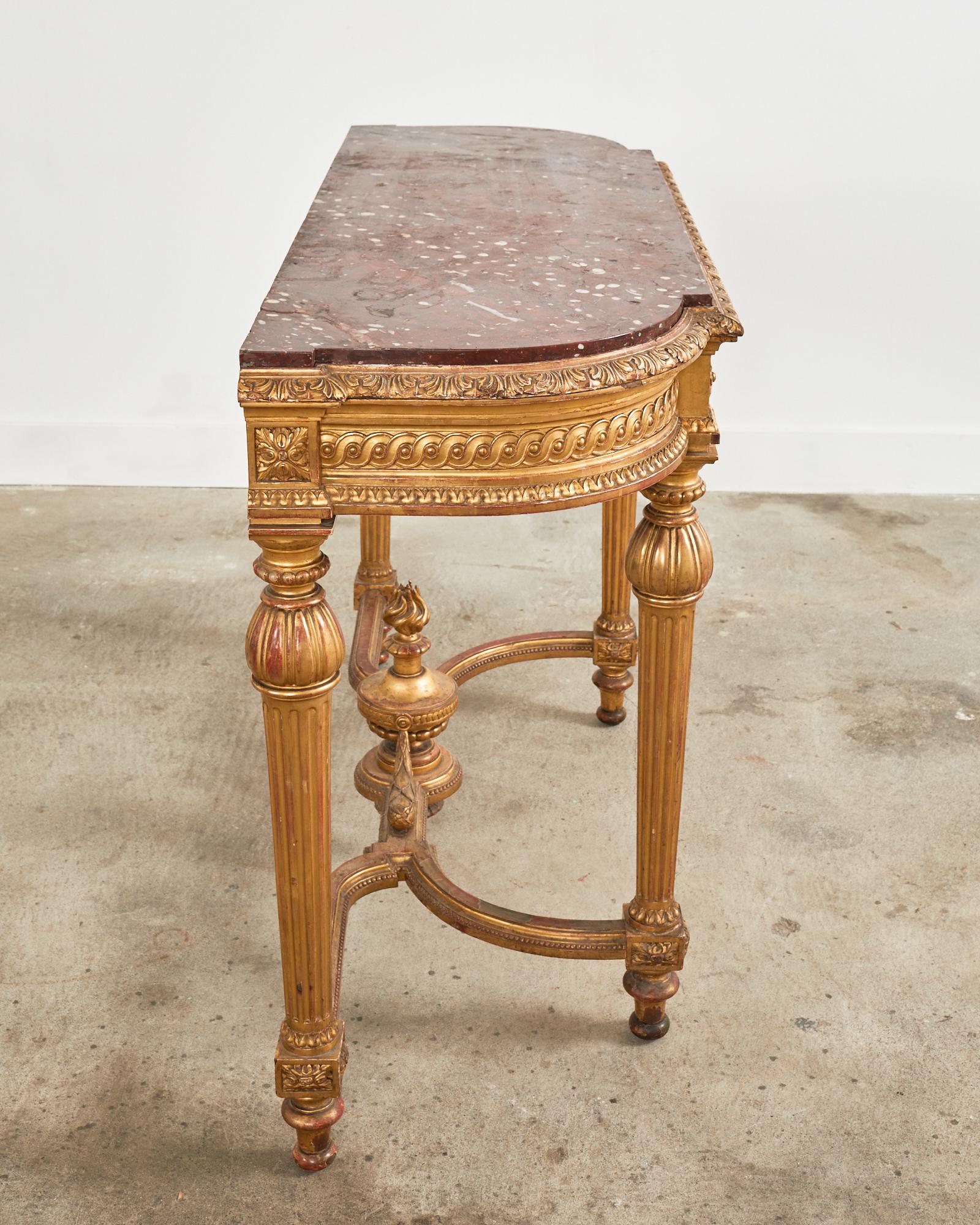 19th Century French Empire Neoclassical Marble Top Console Table For Sale 7