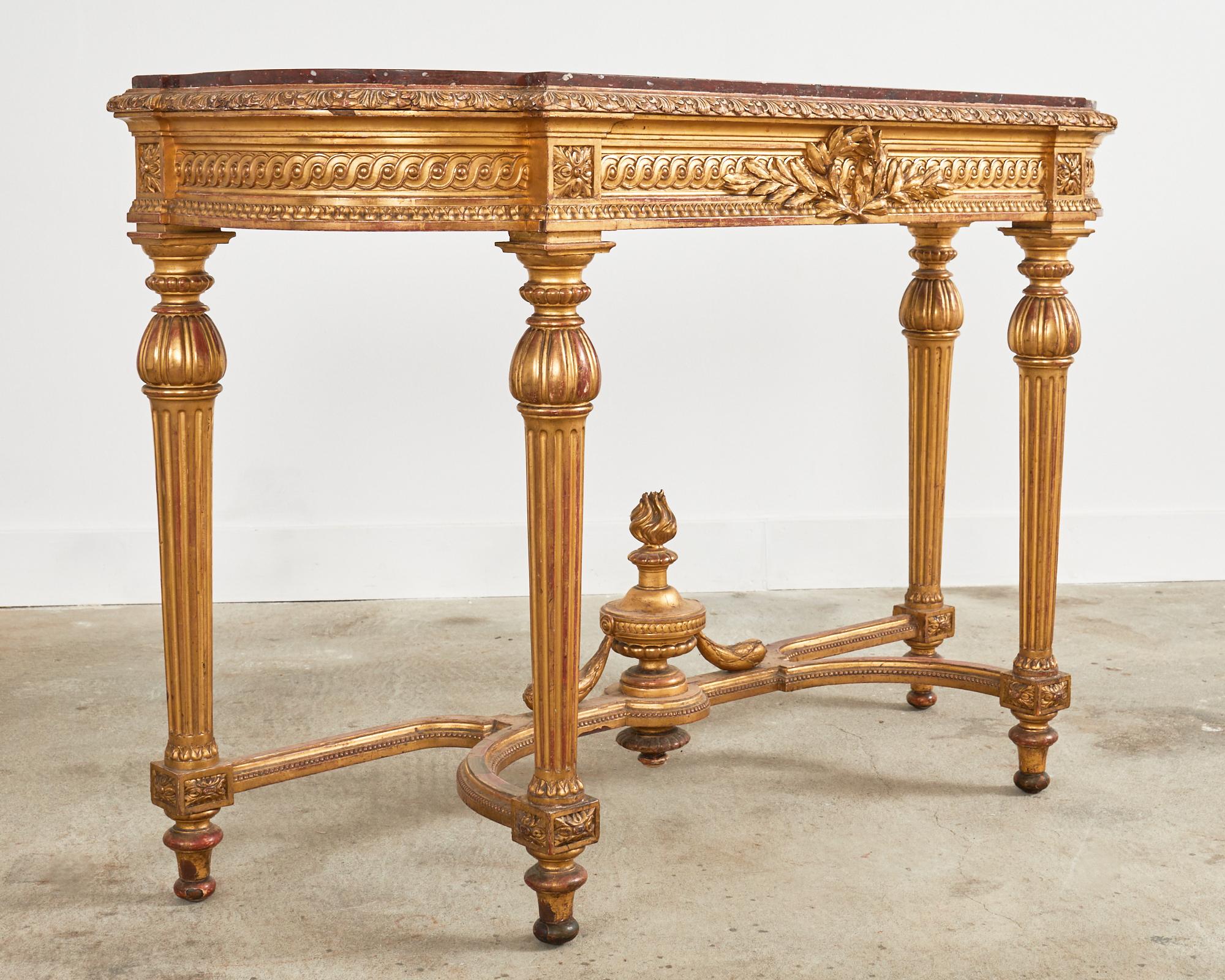 19th Century French Empire Neoclassical Marble Top Console Table For Sale 11