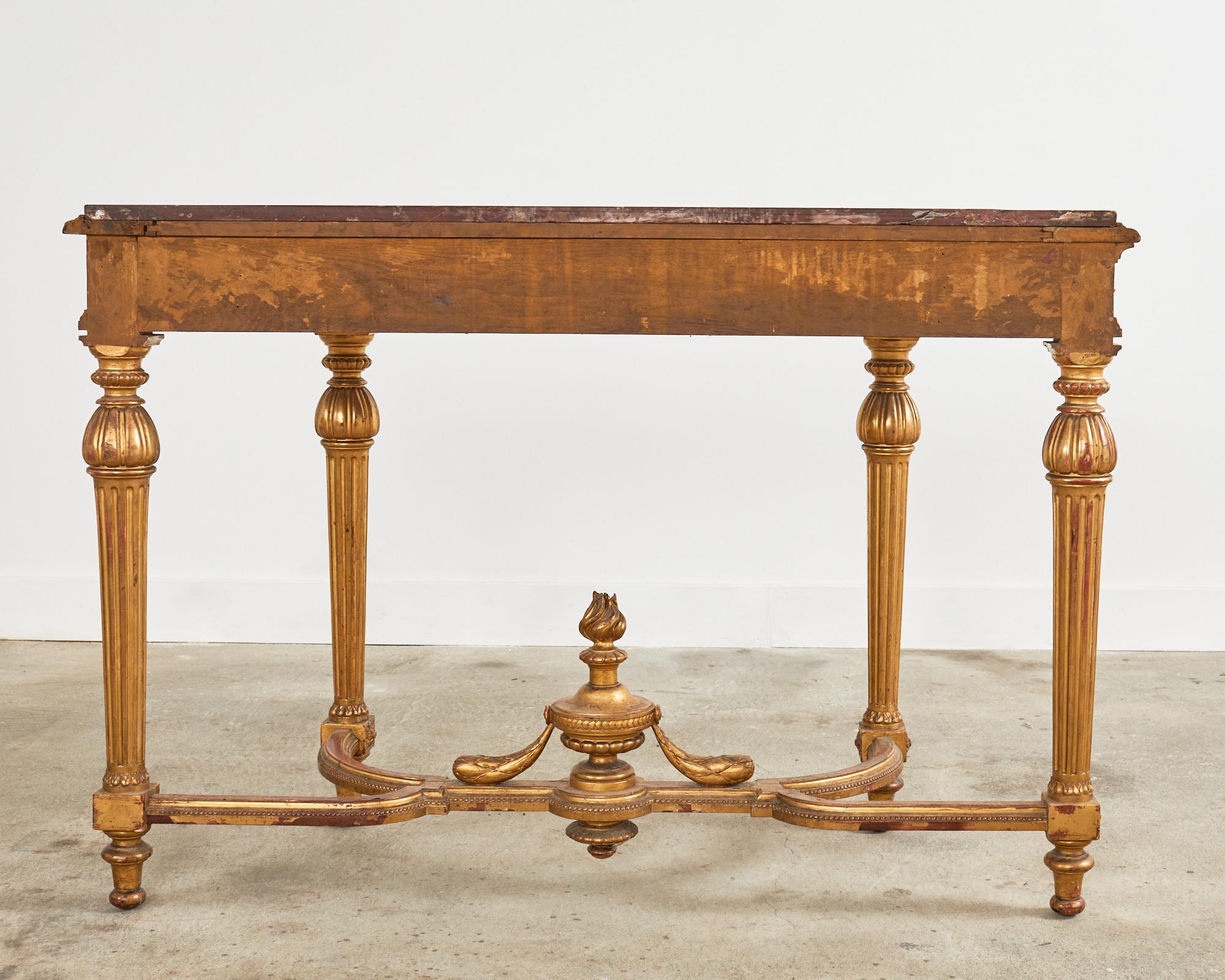 19th Century French Empire Neoclassical Marble Top Console Table For Sale 16