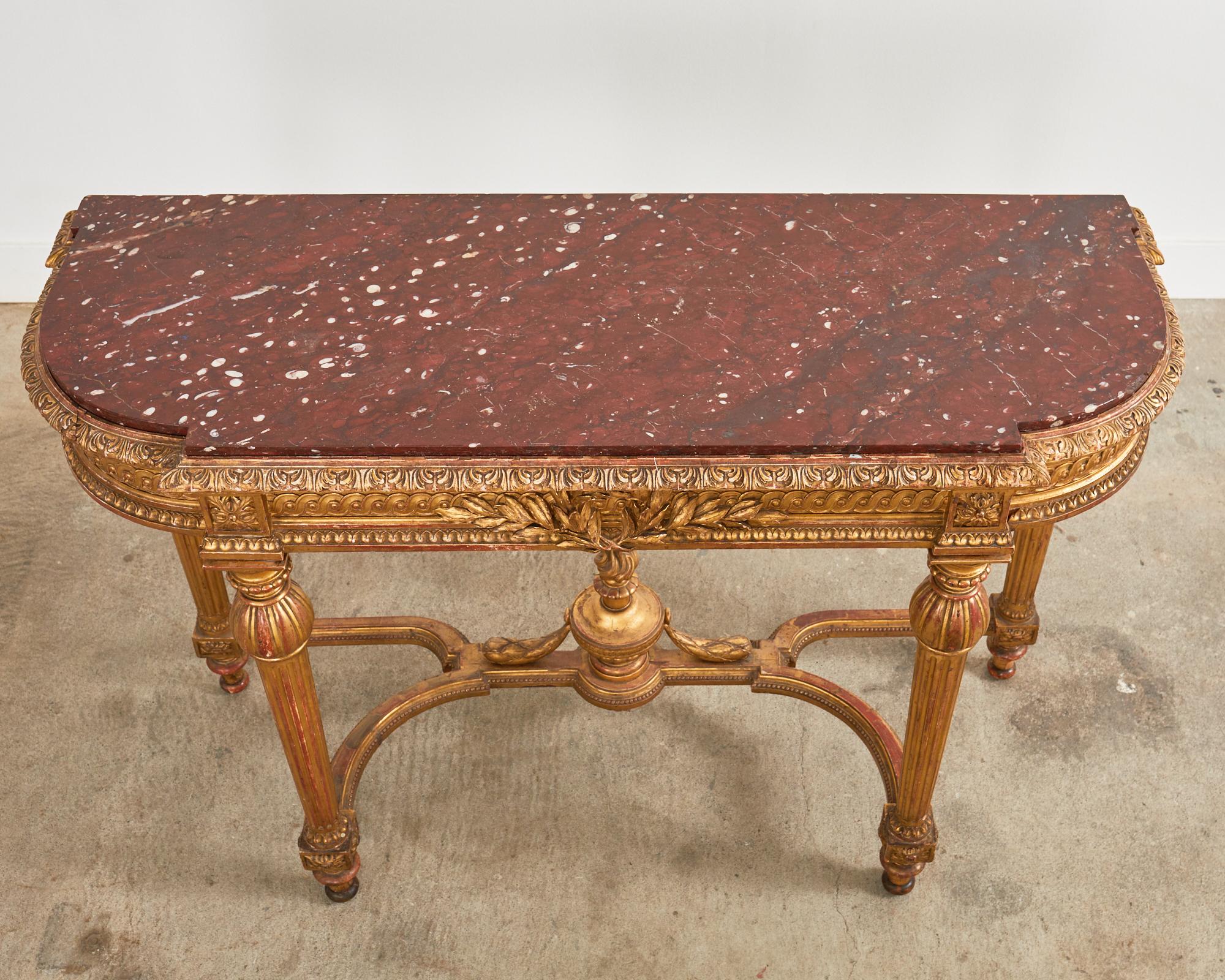 19th Century French Empire Neoclassical Marble Top Console Table In Good Condition For Sale In Rio Vista, CA