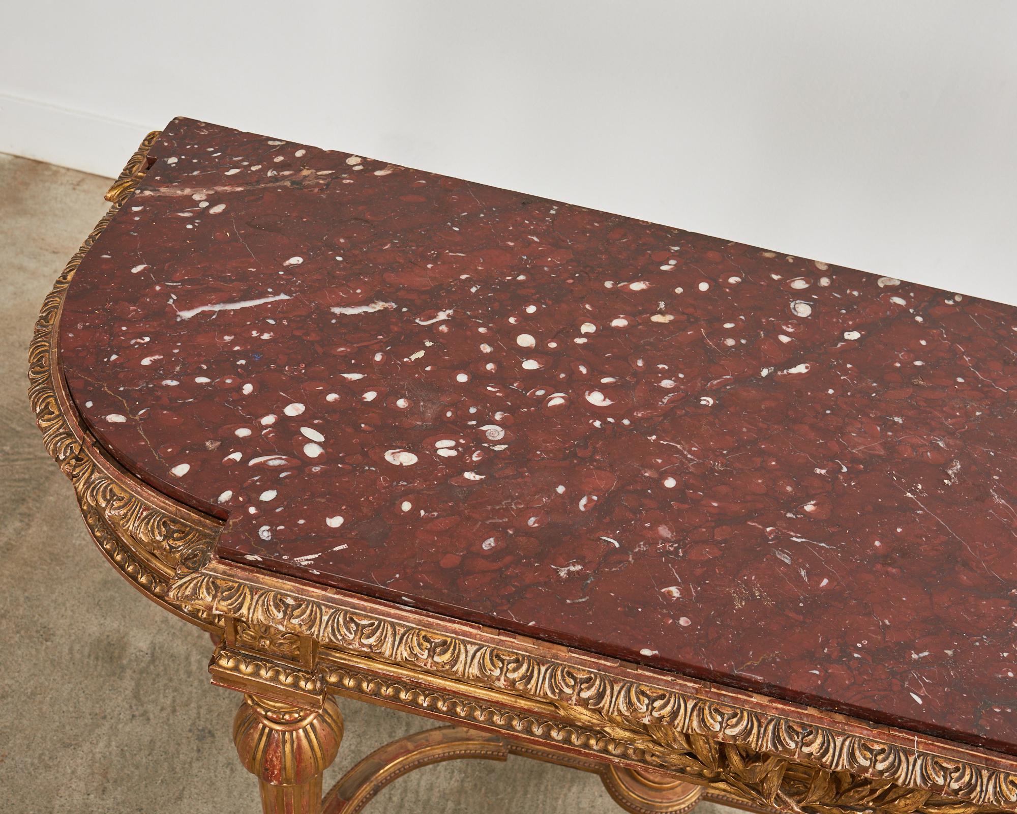 19th Century French Empire Neoclassical Marble Top Console Table For Sale 2