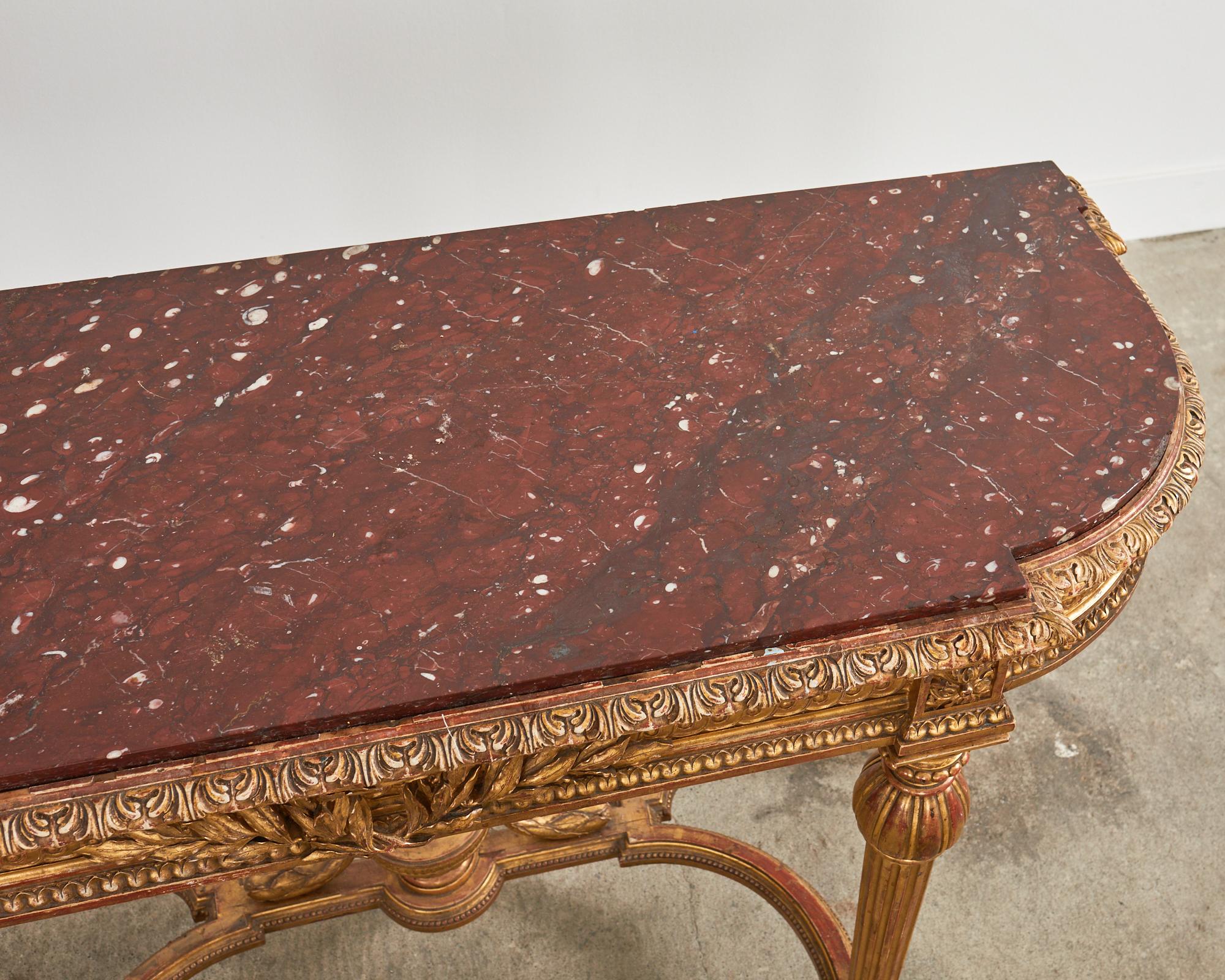 19th Century French Empire Neoclassical Marble Top Console Table For Sale 3