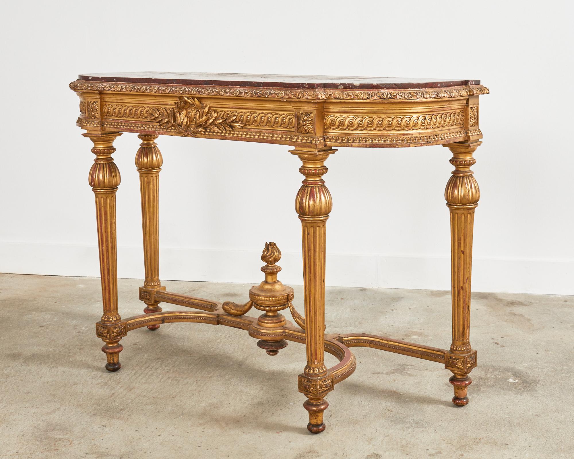 19th Century French Empire Neoclassical Marble Top Console Table For Sale 4