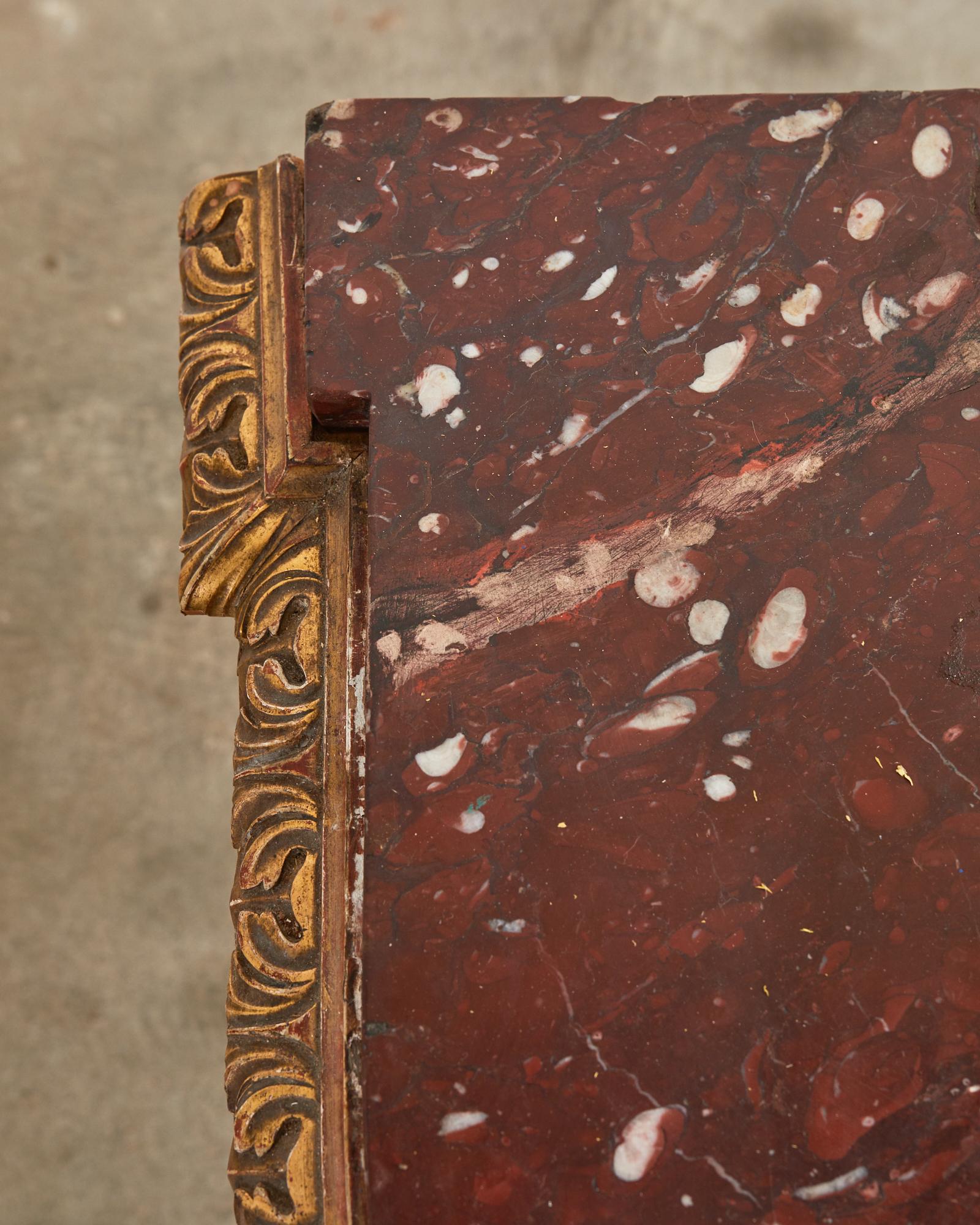 19th Century French Empire Neoclassical Marble Top Console Table For Sale 5