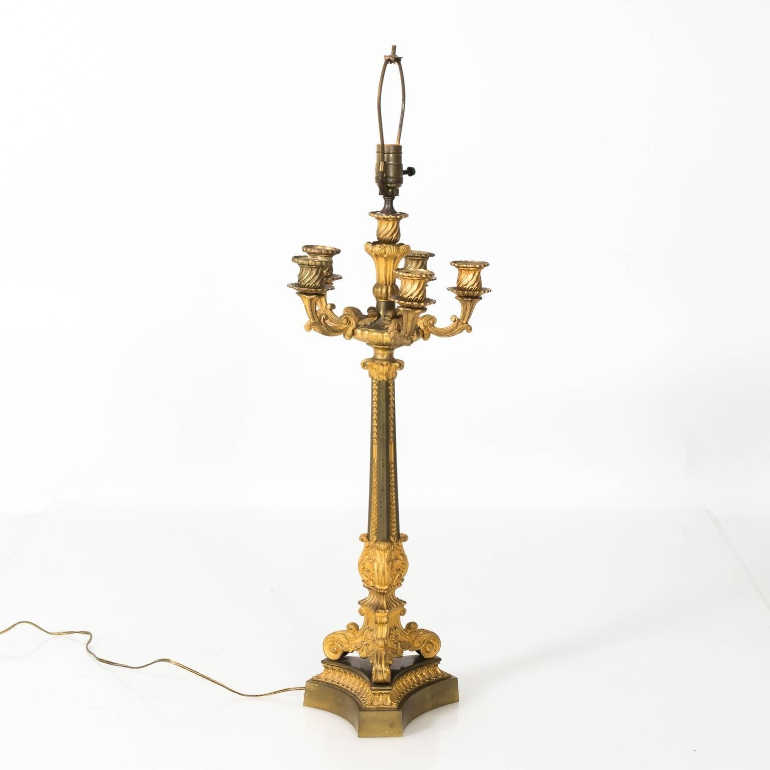 19th Century French Empire Ormolu Bronze Candelabra Lamps 7