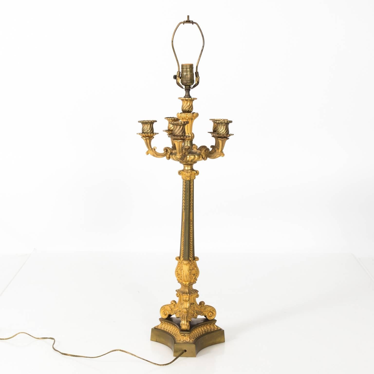 19th Century French Empire Ormolu Bronze Candelabra Lamps 8