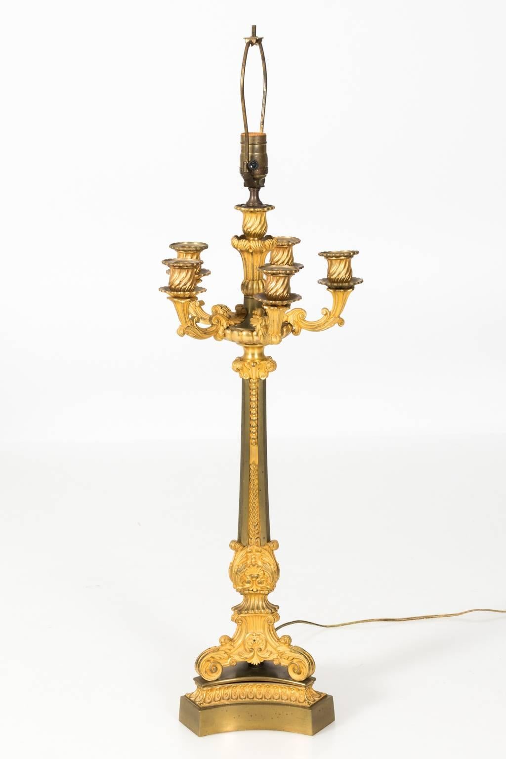 19th Century French Empire Ormolu Bronze Candelabra Lamps 9