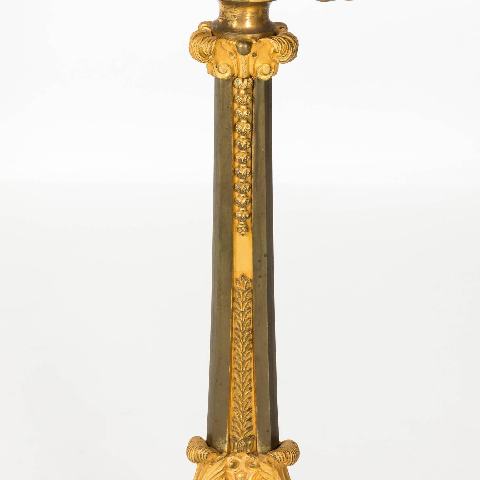 19th Century French Empire Ormolu Bronze Candelabra Lamps 3