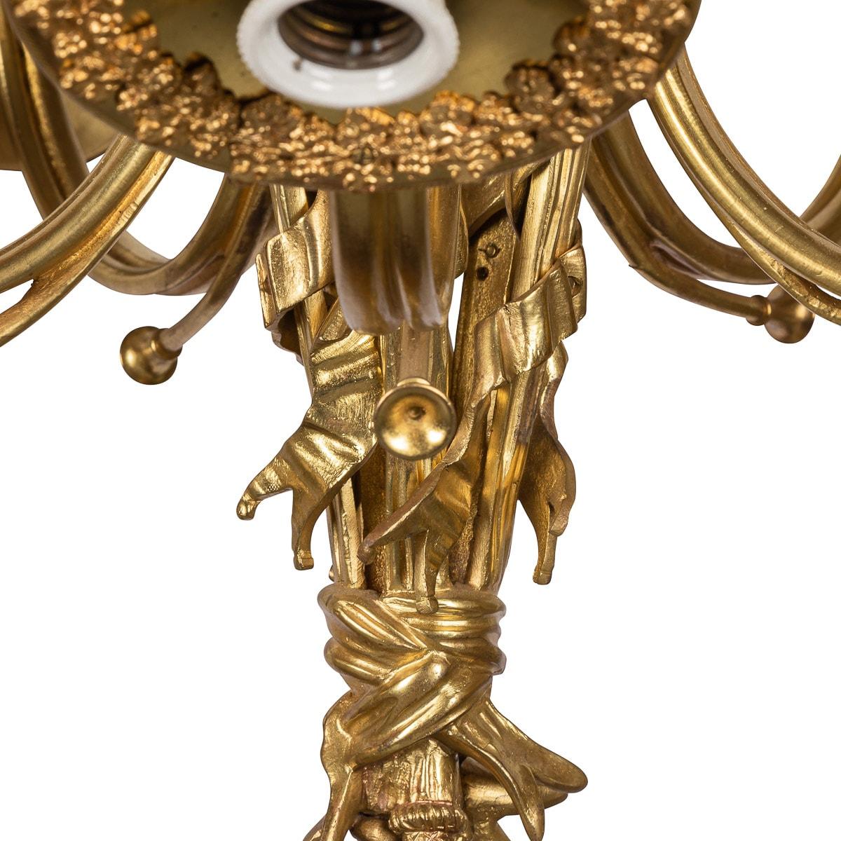 19th Century French Empire Ormolu Chandelier With Trumpet Light Fittings, c.1870 For Sale 1