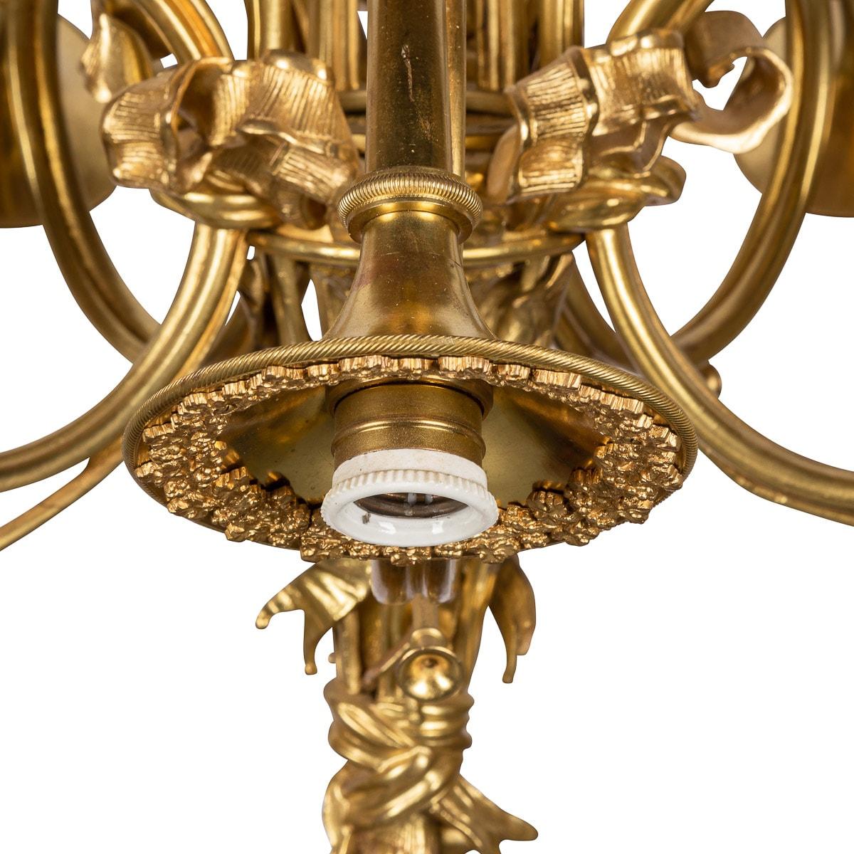 19th Century French Empire Ormolu Chandelier With Trumpet Light Fittings, c.1870 For Sale 2