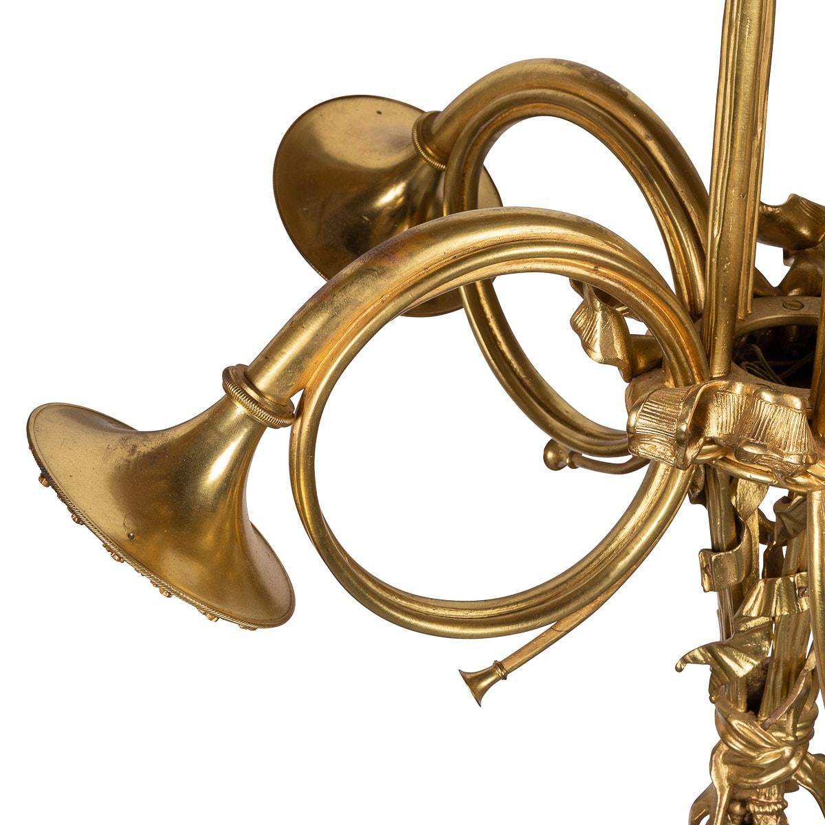 19th Century French Empire Ormolu Chandelier With Trumpet Light Fittings, c.1870 For Sale 3