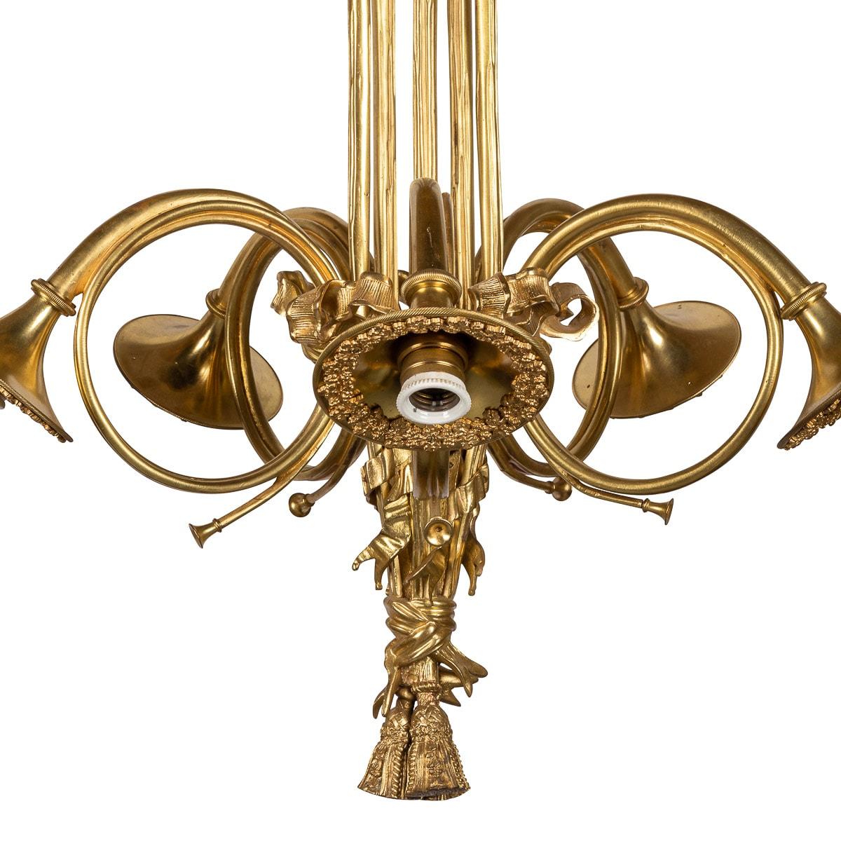 19th Century French Empire Ormolu Chandelier With Trumpet Light Fittings, c.1870 For Sale 4