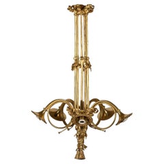 19th Century French Empire Ormolu Chandelier With Trumpet Light Fittings, c.1870
