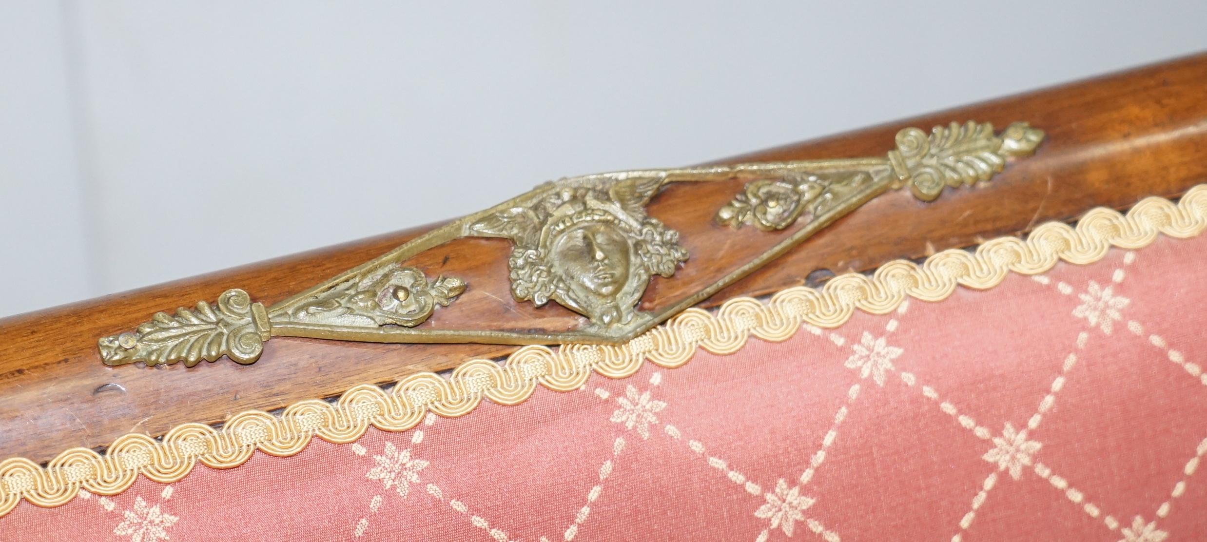 19th Century French Empire Ormolu Sphinx Egyptian Hardwood Suite Sofa Armchairs For Sale 1