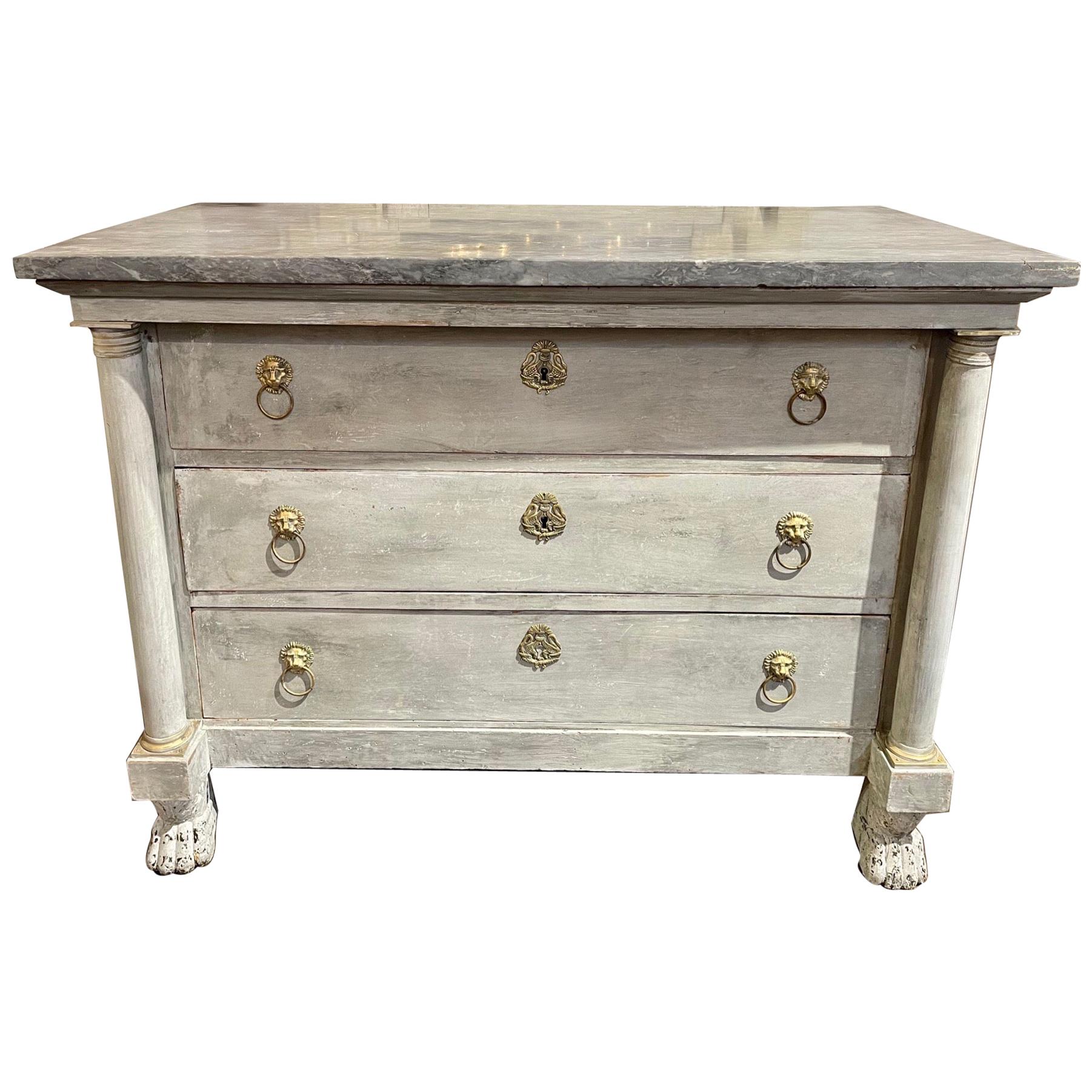 19th Century French Empire Painted Commode