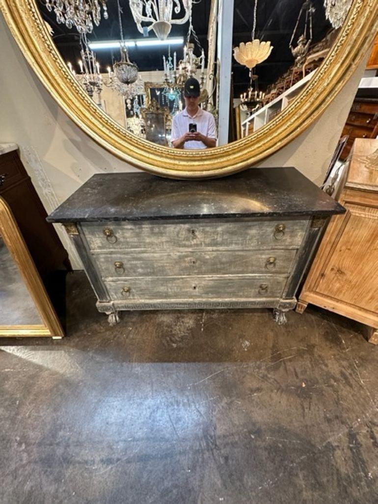19th Century French Empire Painted Commode with Marble In Good Condition For Sale In Dallas, TX